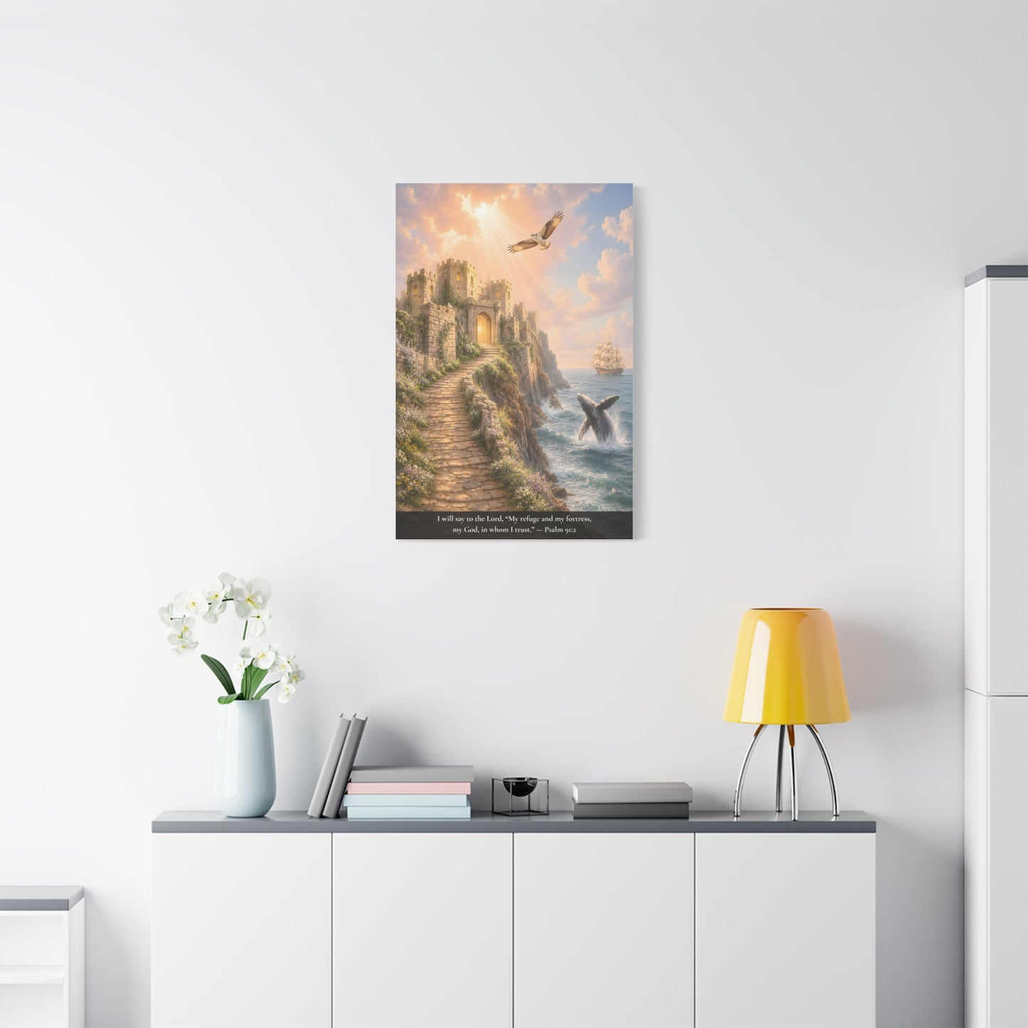 My Refuge and My Fortress — Psalm 91:2 — Classic Edition — Christian Canvas Wall Art