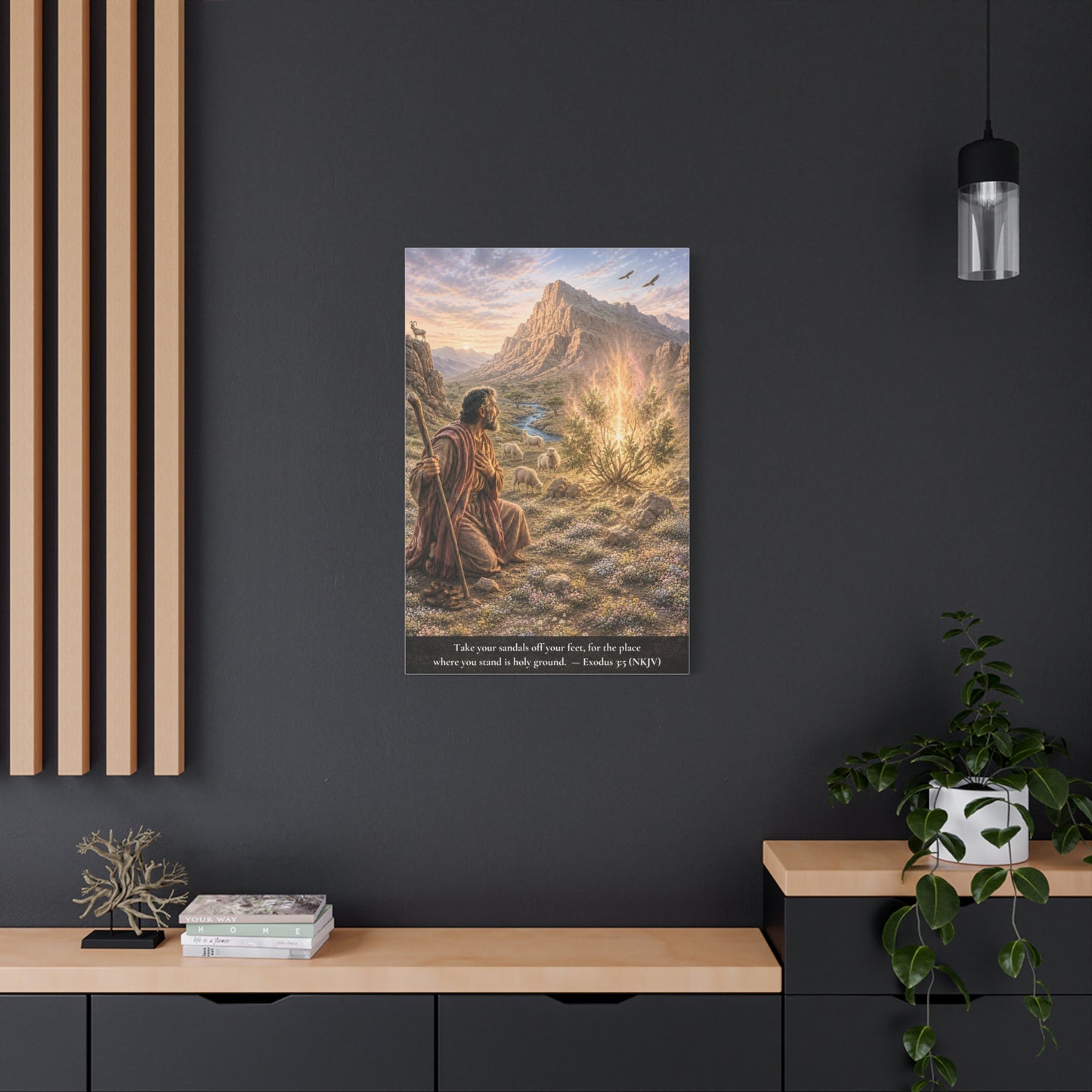 Moses and the Burning Bush — Exodus 3:5 | Classic Christian Canvas Art