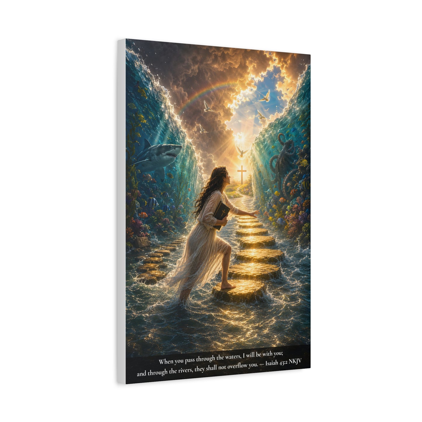 When You Pass Through the Waters — Isaiah 43:2 | Vibrant Christian Canvas Wall Art