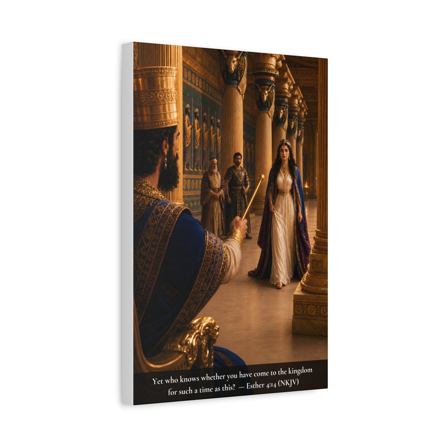 Esther Before the King — Esther 4:14 | Vibrant Christian Canvas Wall Art