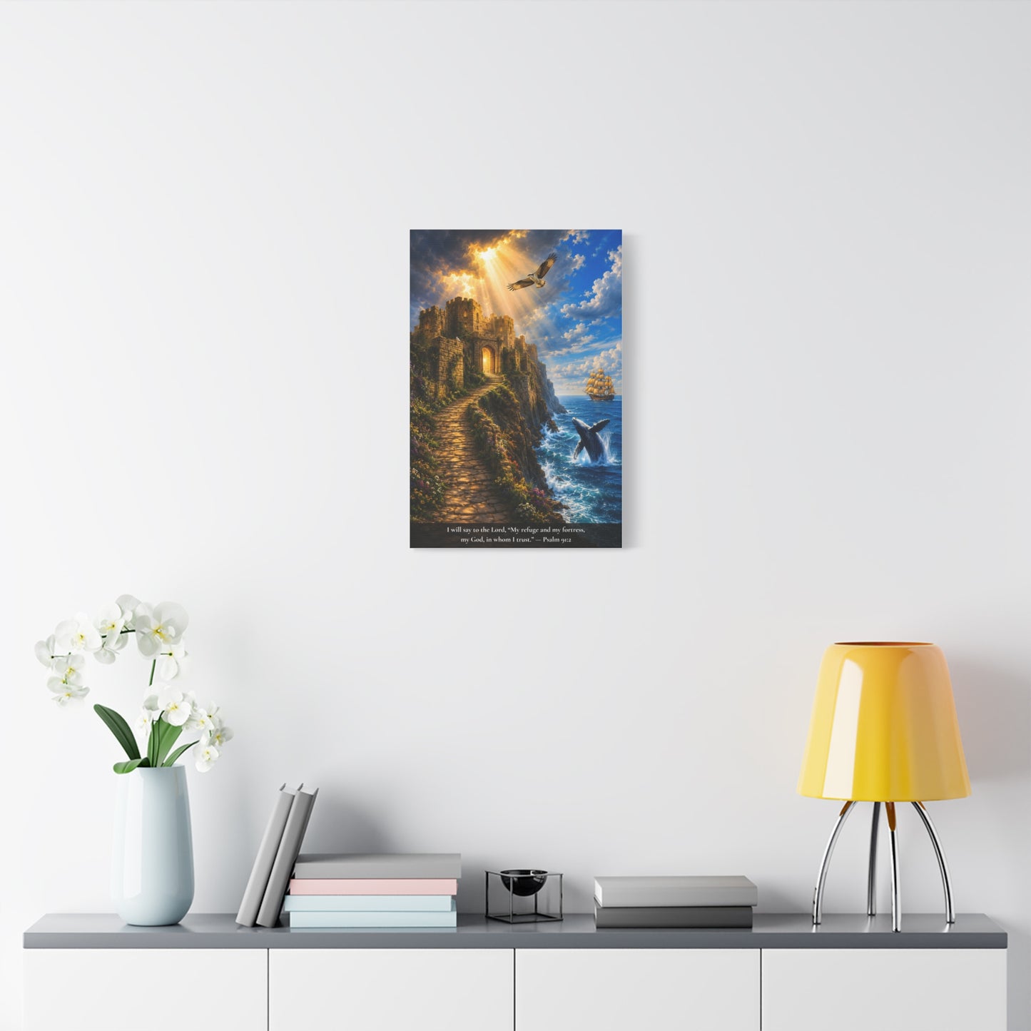 My Refuge and My Fortress — Psalm 91:2 — Vibrant Edition — Christian Canvas Wall Art