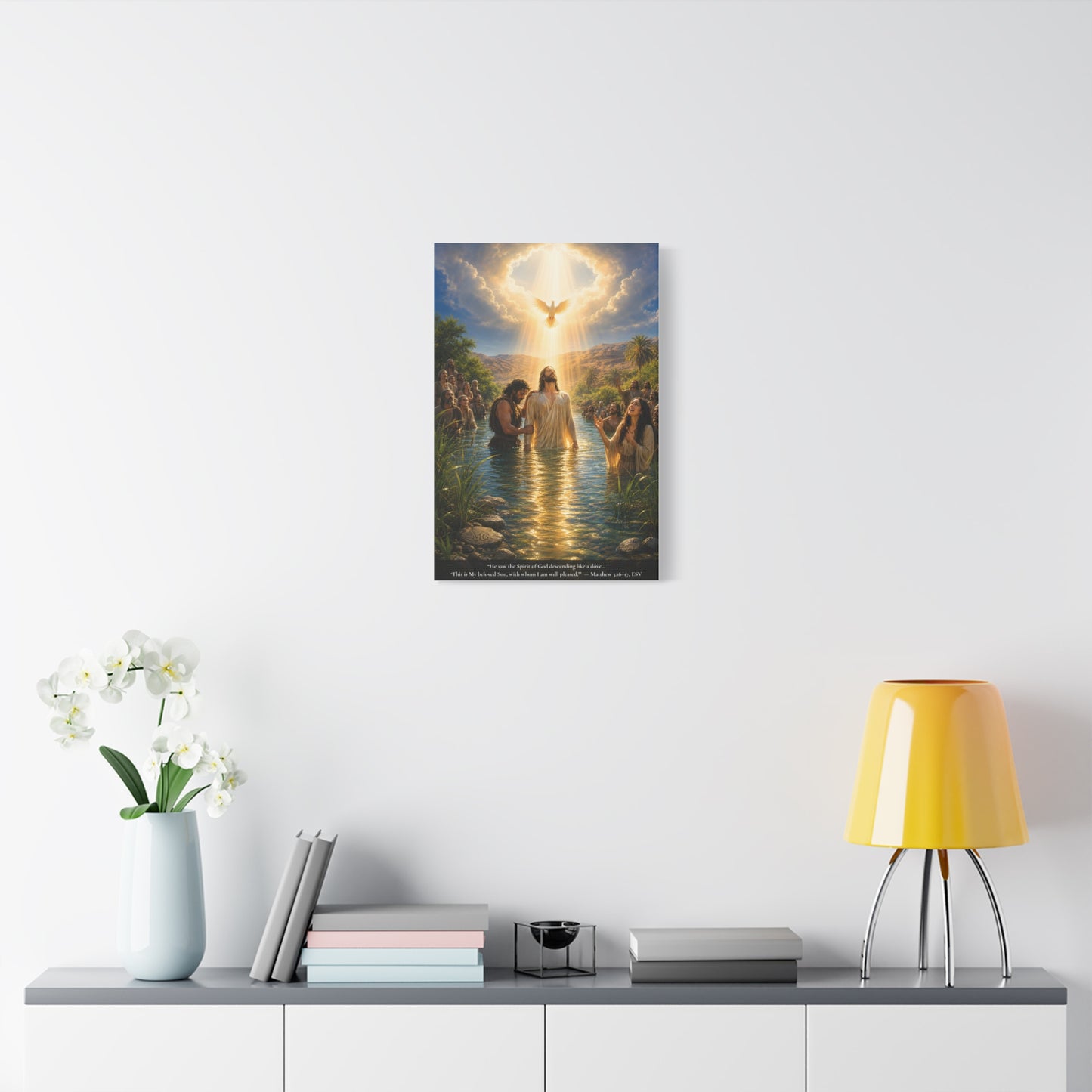 Jesus' Baptism — Matthew 3:16-17 | Vibrant Christian Canvas Wall Art