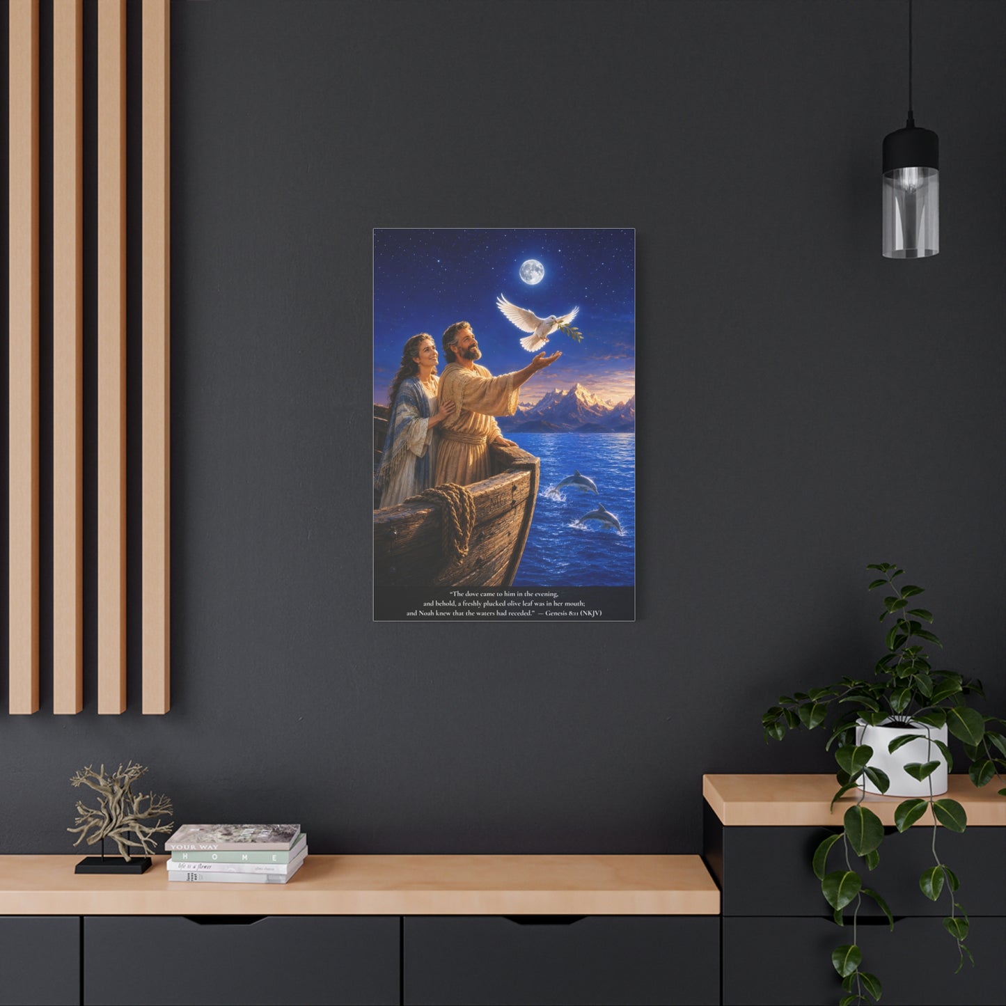 Noah's Dove Returns with the Olive Branch — Genesis 8:11 | Vibrant Christian Canvas Wall Art