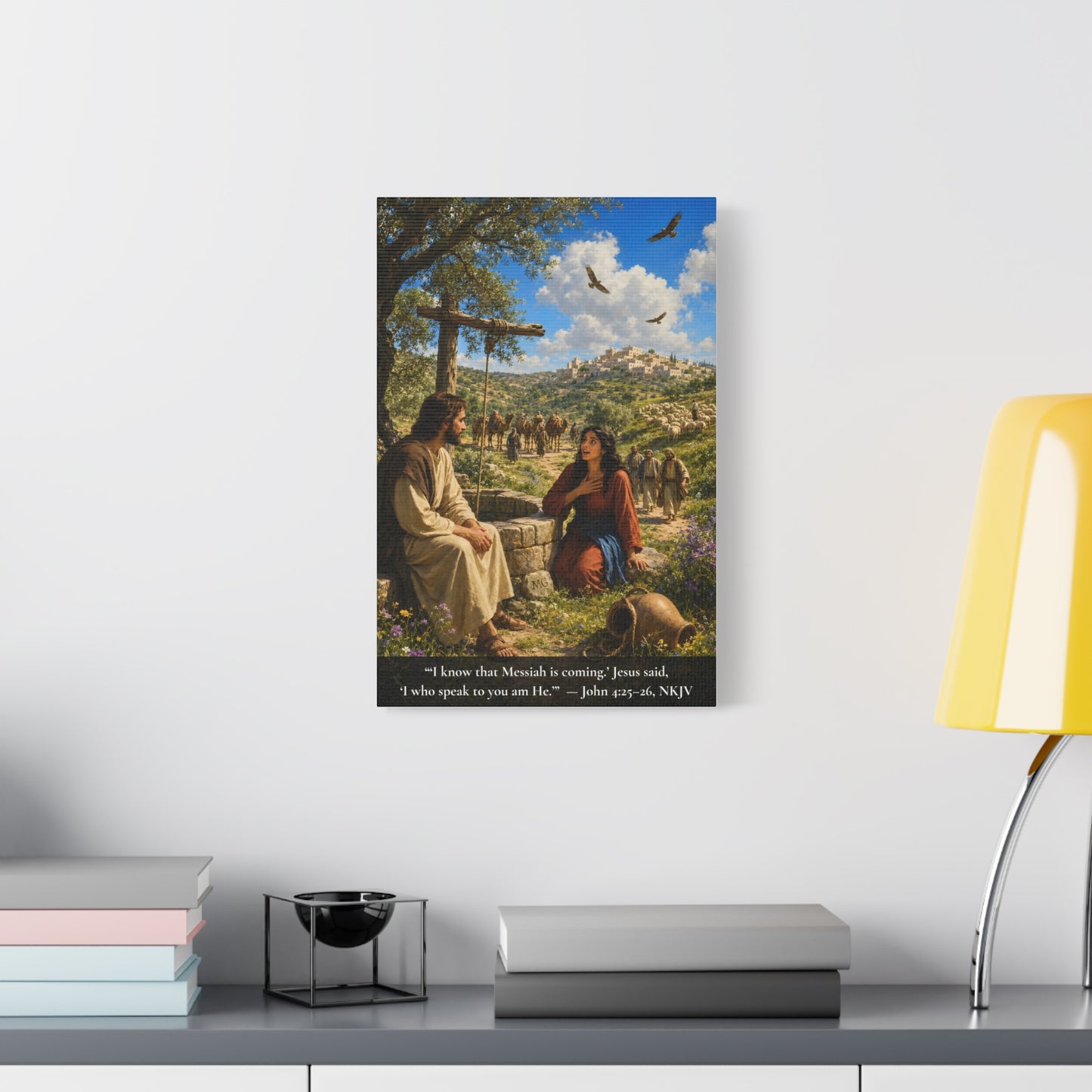 Woman at the Well — John 4:26 | Vibrant Christian Canvas Wall Art