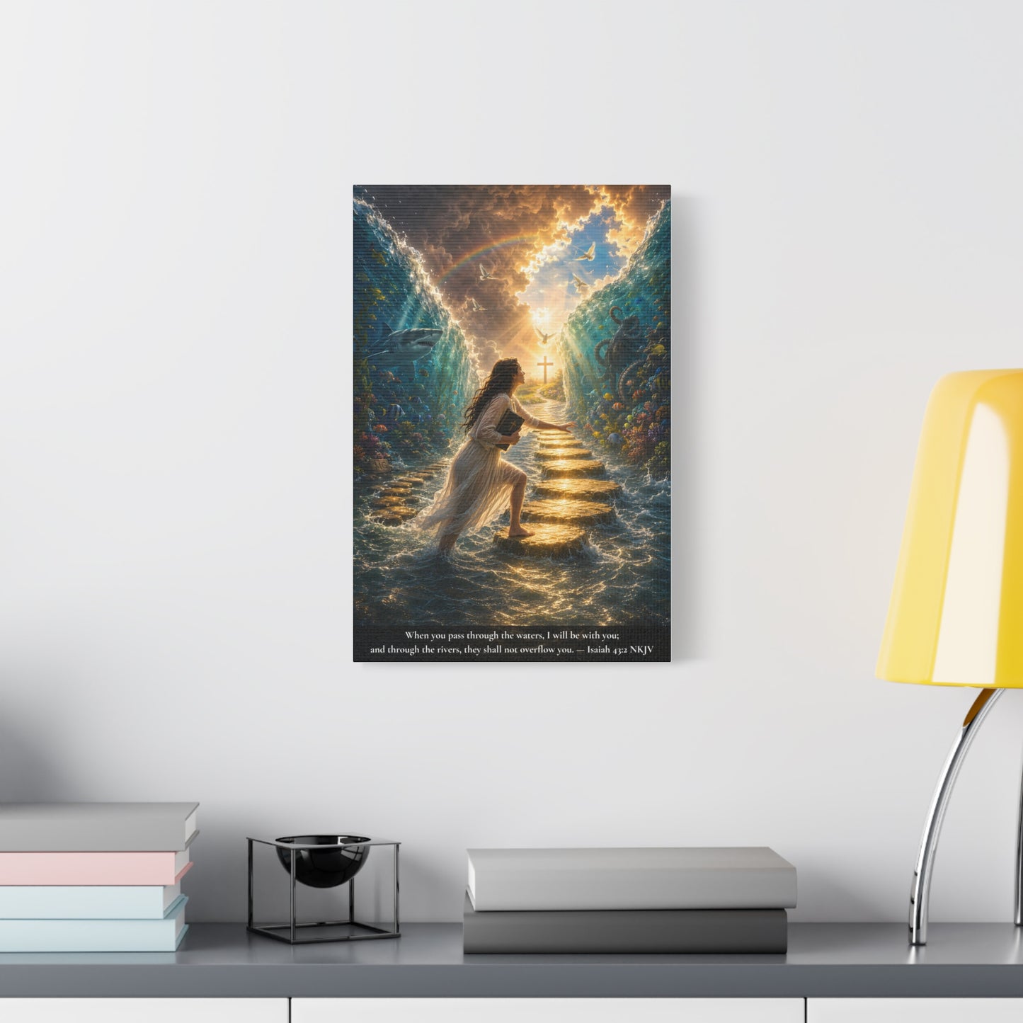 When You Pass Through the Waters — Isaiah 43:2 | Vibrant Christian Canvas Wall Art