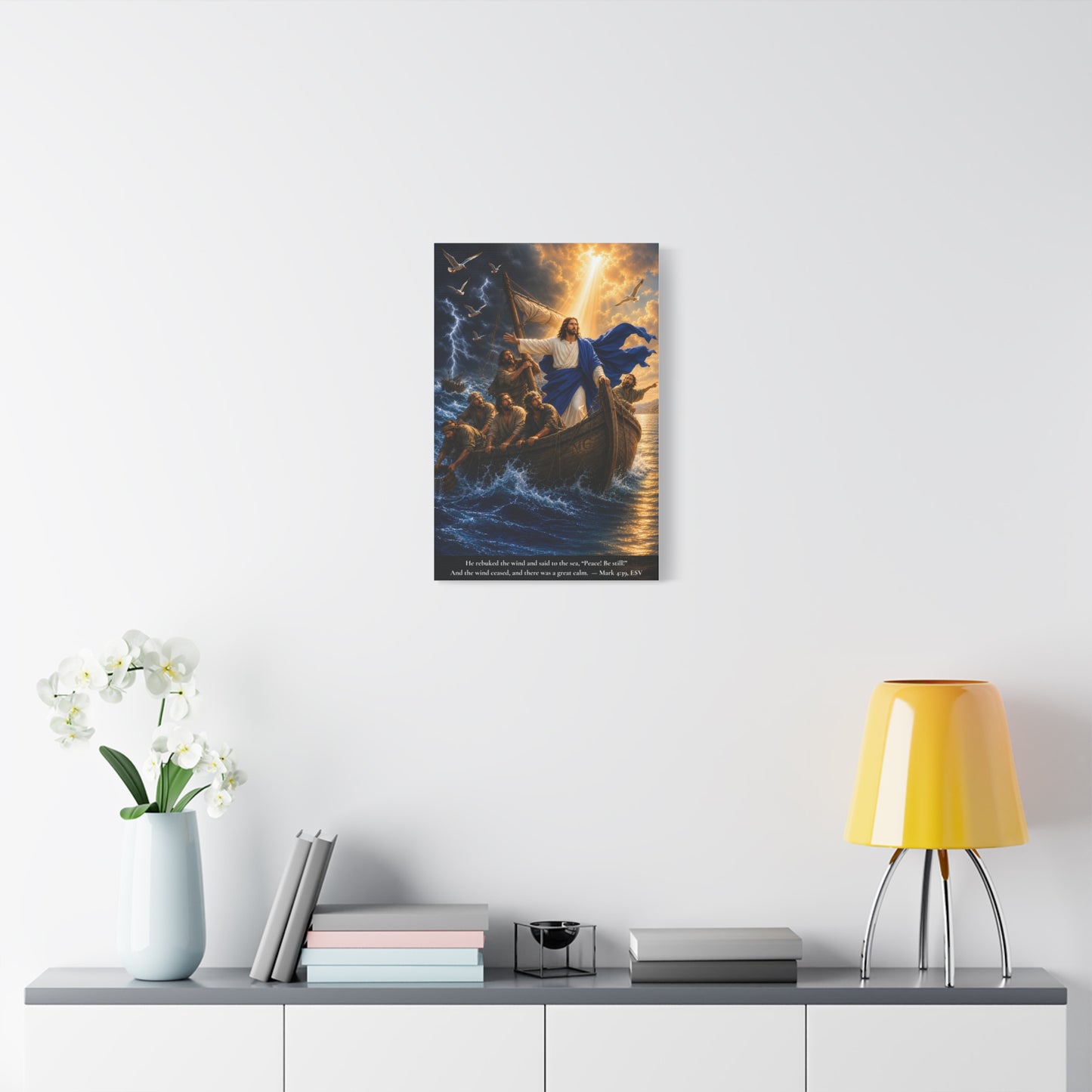 Calming the Storm — Mark 4:39 | Vibrant Christian Canvas Wall Art