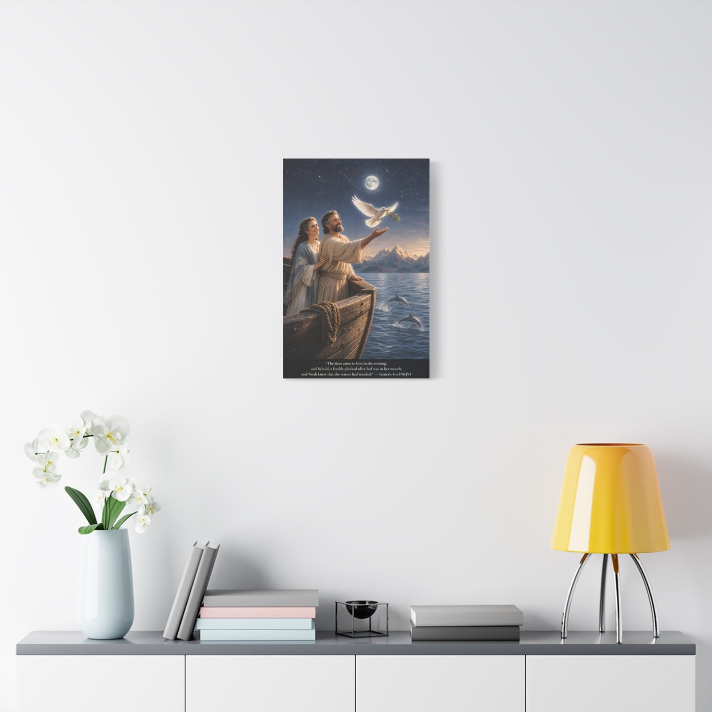 Noah's Dove Returns with the Olive Branch — Genesis 8:11 | Classic Christian Canvas Art