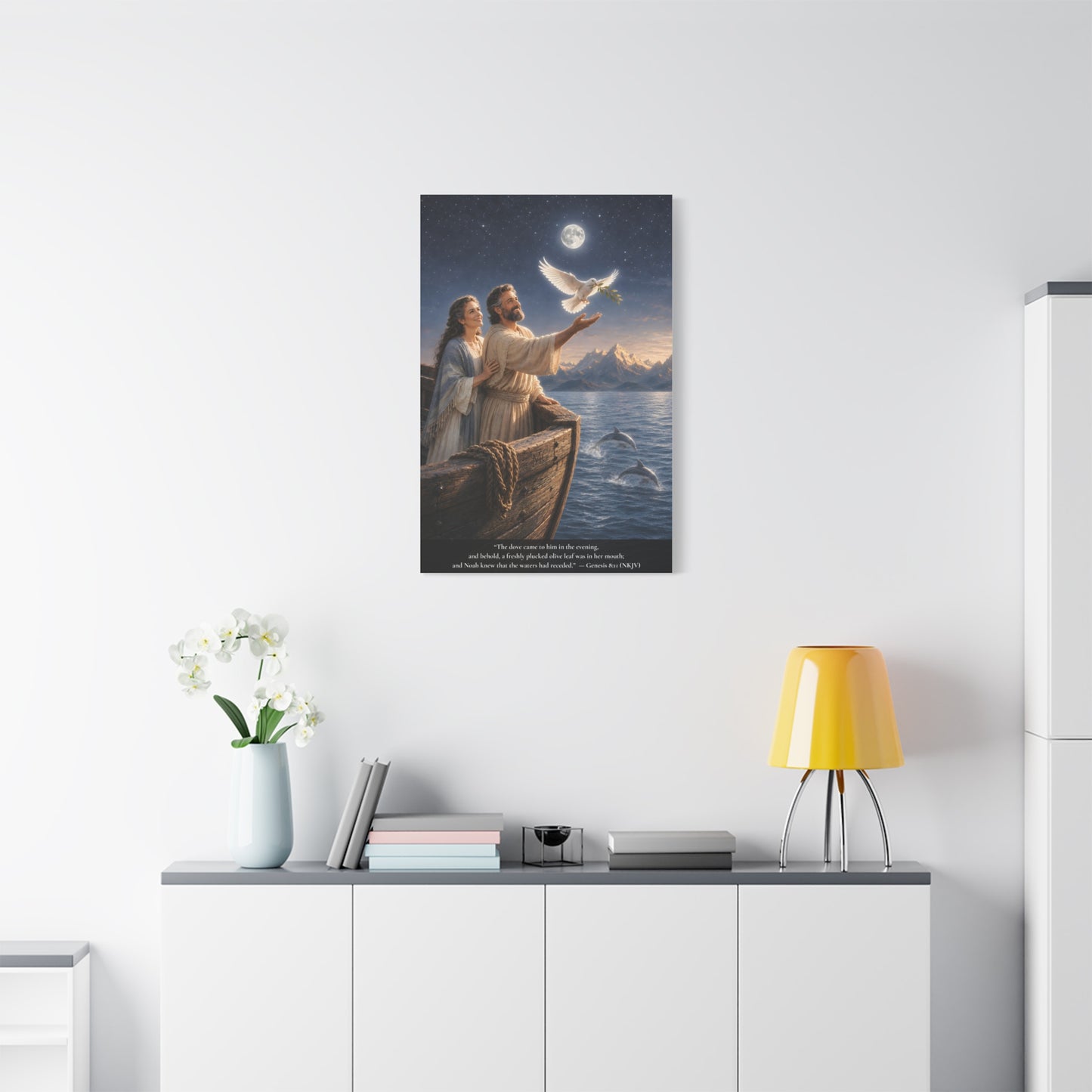 Noah's Dove Returns with the Olive Branch — Genesis 8:11 | Classic Christian Canvas Art