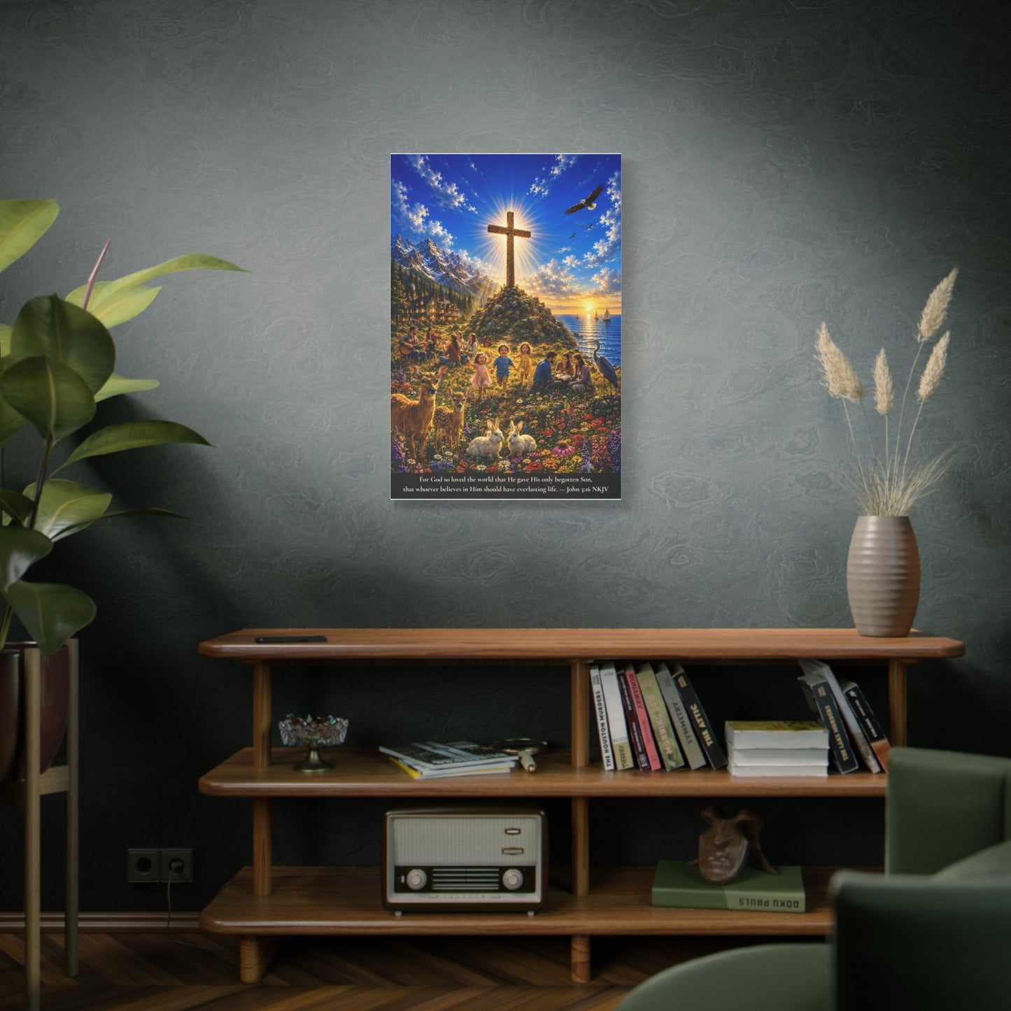 For God So Loved the World | John 3:16 Canvas Wall Art — Vibrant Edition
