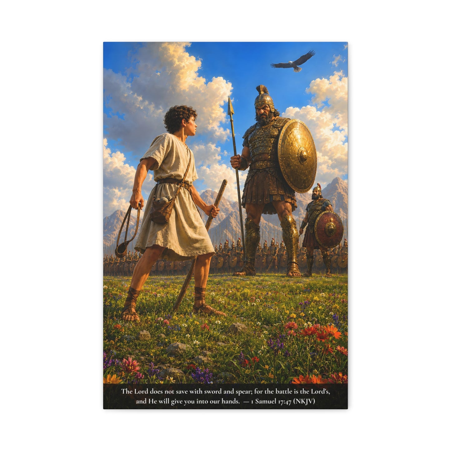 David and Goliath — 1 Samuel 17:47 | Vibrant Christian Canvas Wall Art