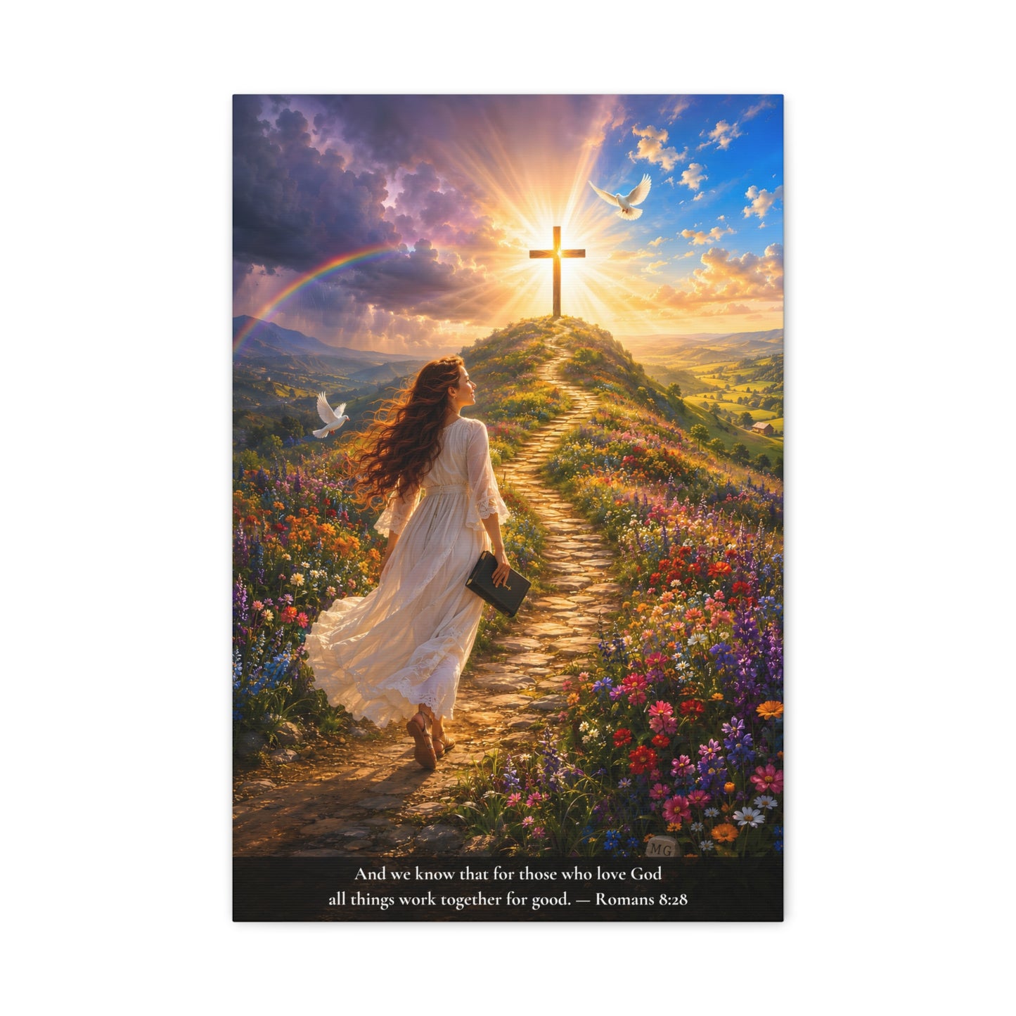 All Things Work Together — Romans 8:28 — Vibrant Edition — Christian Canvas Wall Art