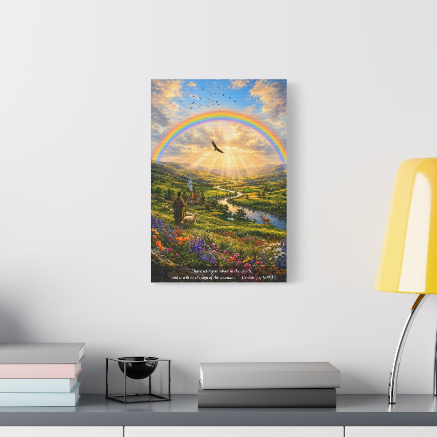 My Rainbow in the Clouds — Genesis 9:13 — Vibrant Edition — Christian Canvas Wall Art