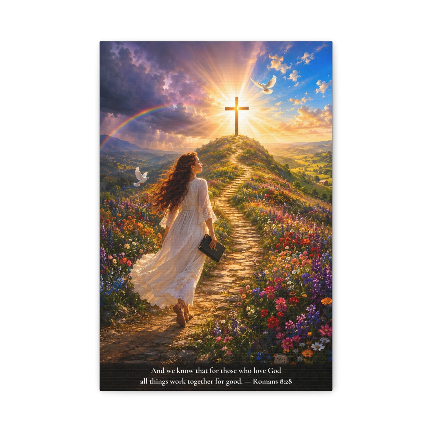 All Things Work Together — Romans 8:28 — Vibrant Edition — Christian Canvas Wall Art