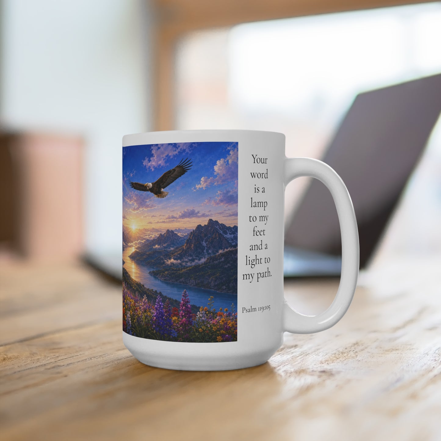 Your Word Is a Lamp to My Feet Coffee Mug 15oz — Psalm 119:105 Christian Gift for Couples