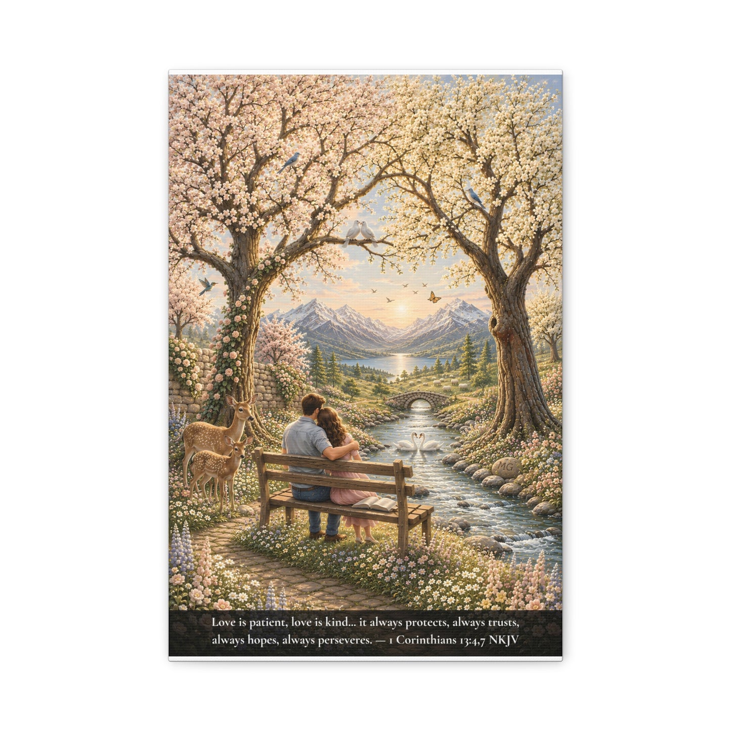 Love Is Patient — Young Couple | 1 Corinthians 13:4-7 | Classic Christian Canvas Art