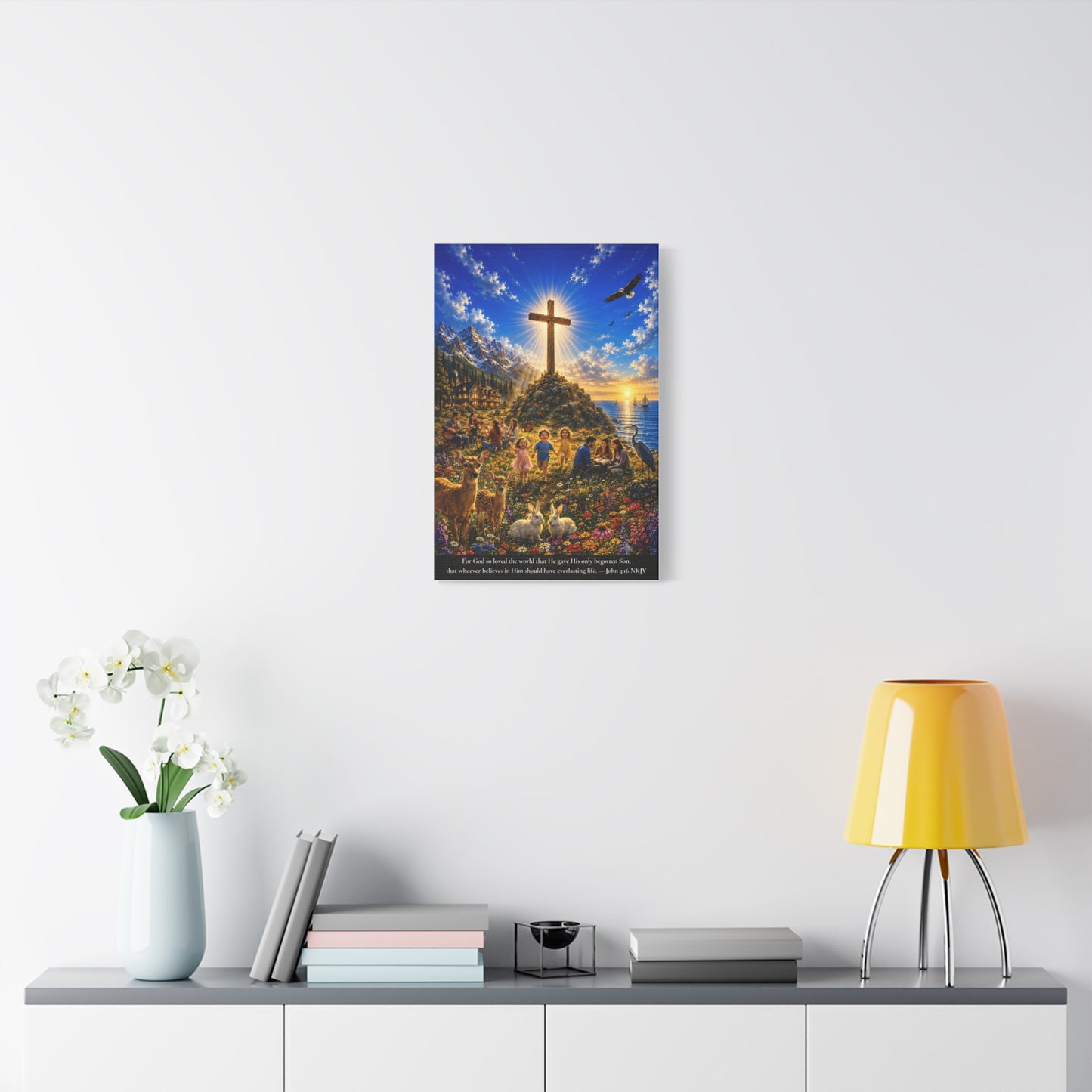 For God So Loved the World | John 3:16 Canvas Wall Art — Vibrant Edition