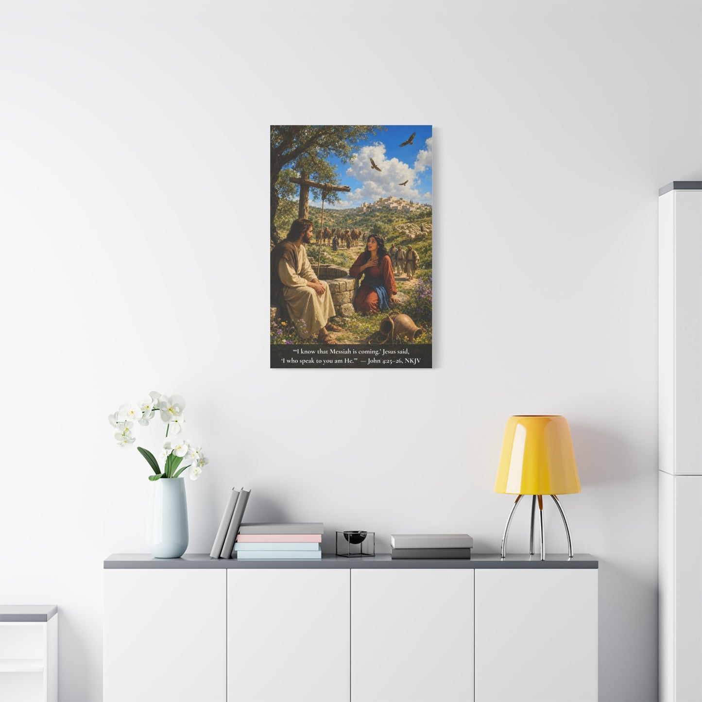 Woman at the Well — John 4:26 | Vibrant Christian Canvas Wall Art