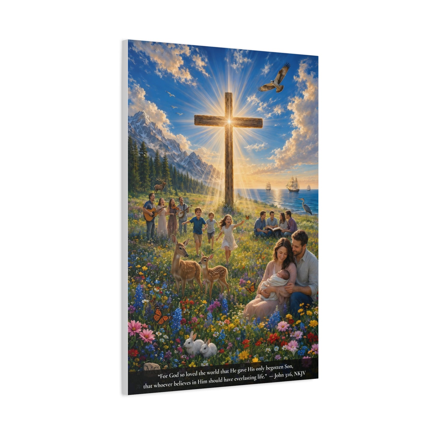 For God So Loved the World | John 3:16 Canvas Wall Art — Vibrant Edition