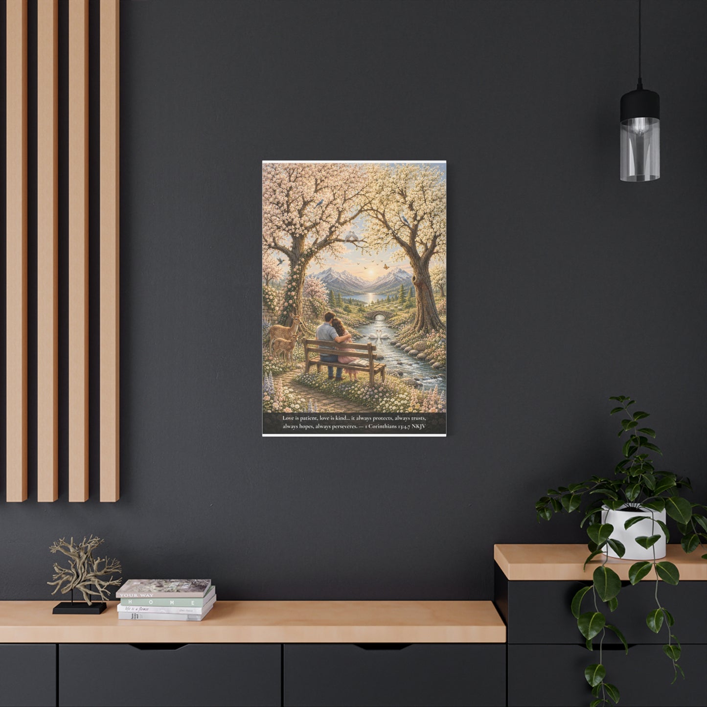 Love Is Patient — Young Couple | 1 Corinthians 13:4-7 | Classic Christian Canvas Art