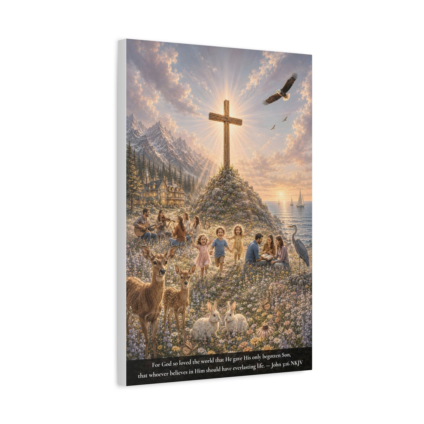 For God So Loved the World | John 3:16 Canvas Wall Art — Classic Edition