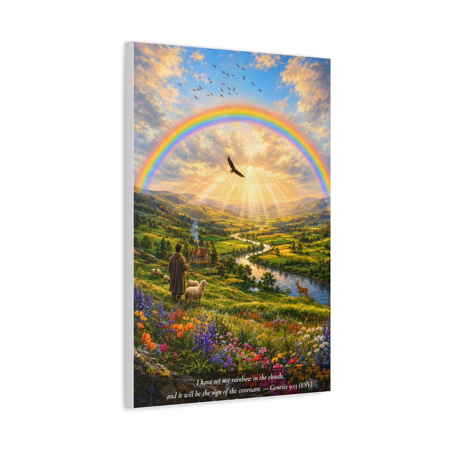 My Rainbow in the Clouds — Genesis 9:13 — Vibrant Edition — Christian Canvas Wall Art