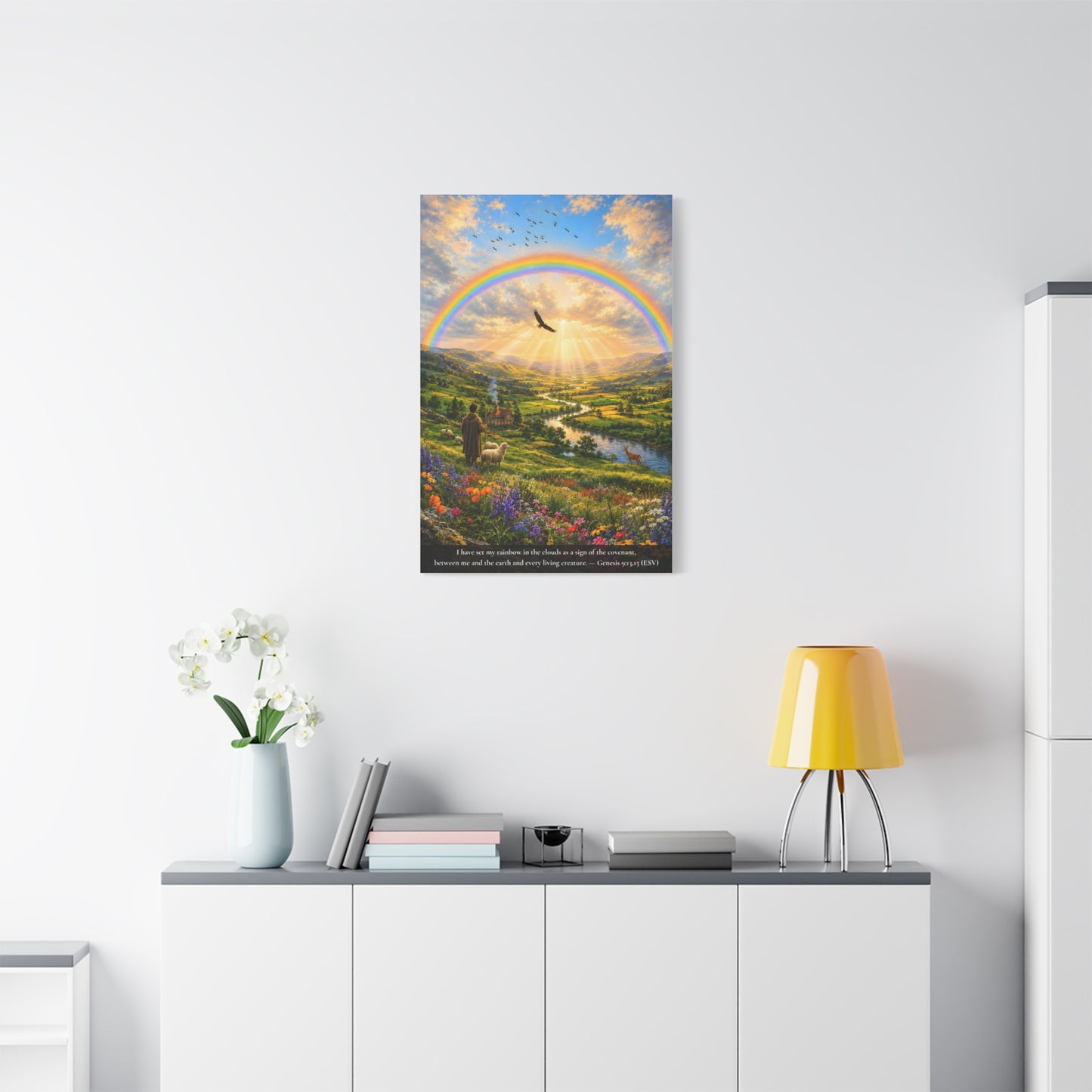 My Rainbow in the Clouds — Genesis 9:13 — Vibrant Edition — Christian Canvas Wall Art