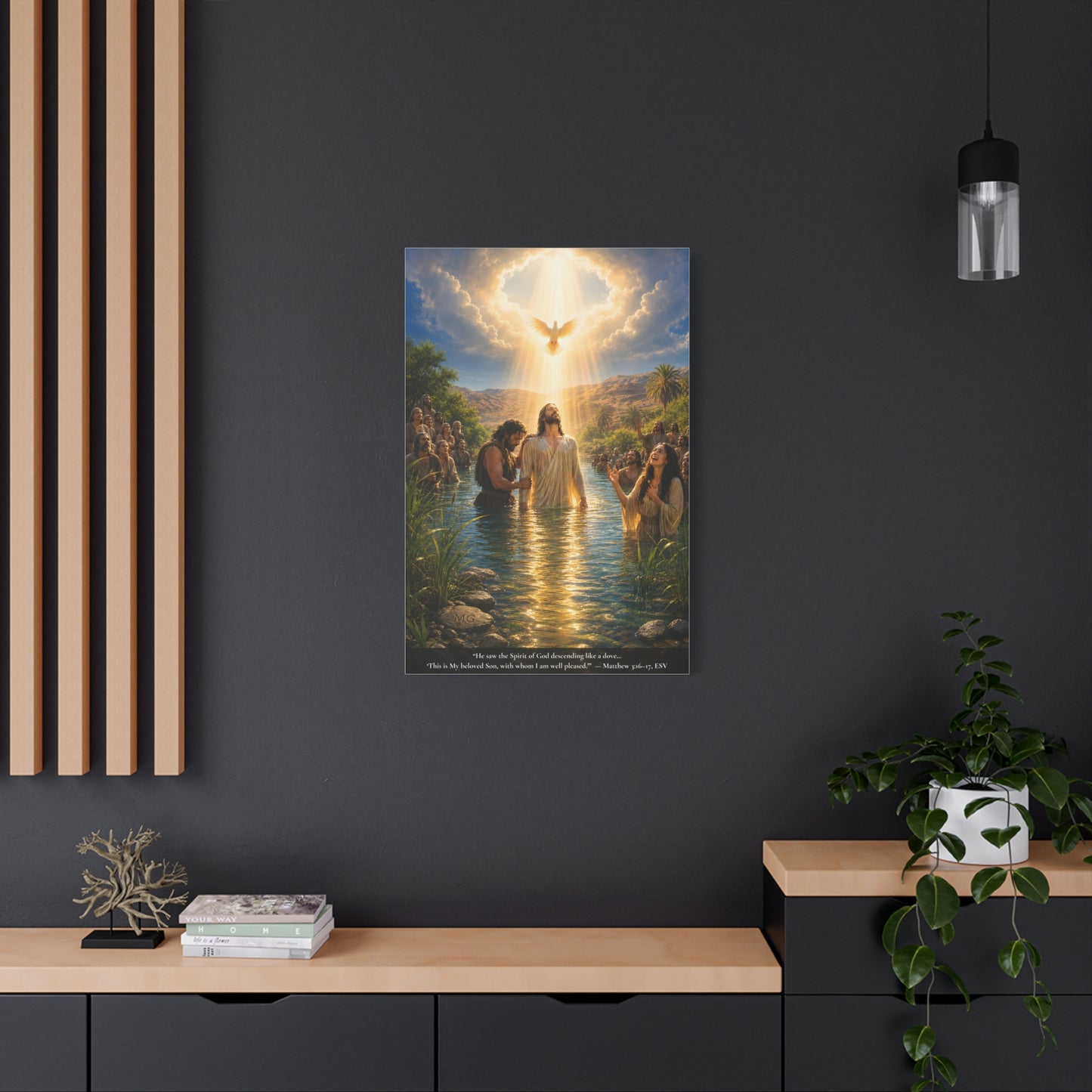 Jesus' Baptism — Matthew 3:16-17 | Vibrant Christian Canvas Wall Art