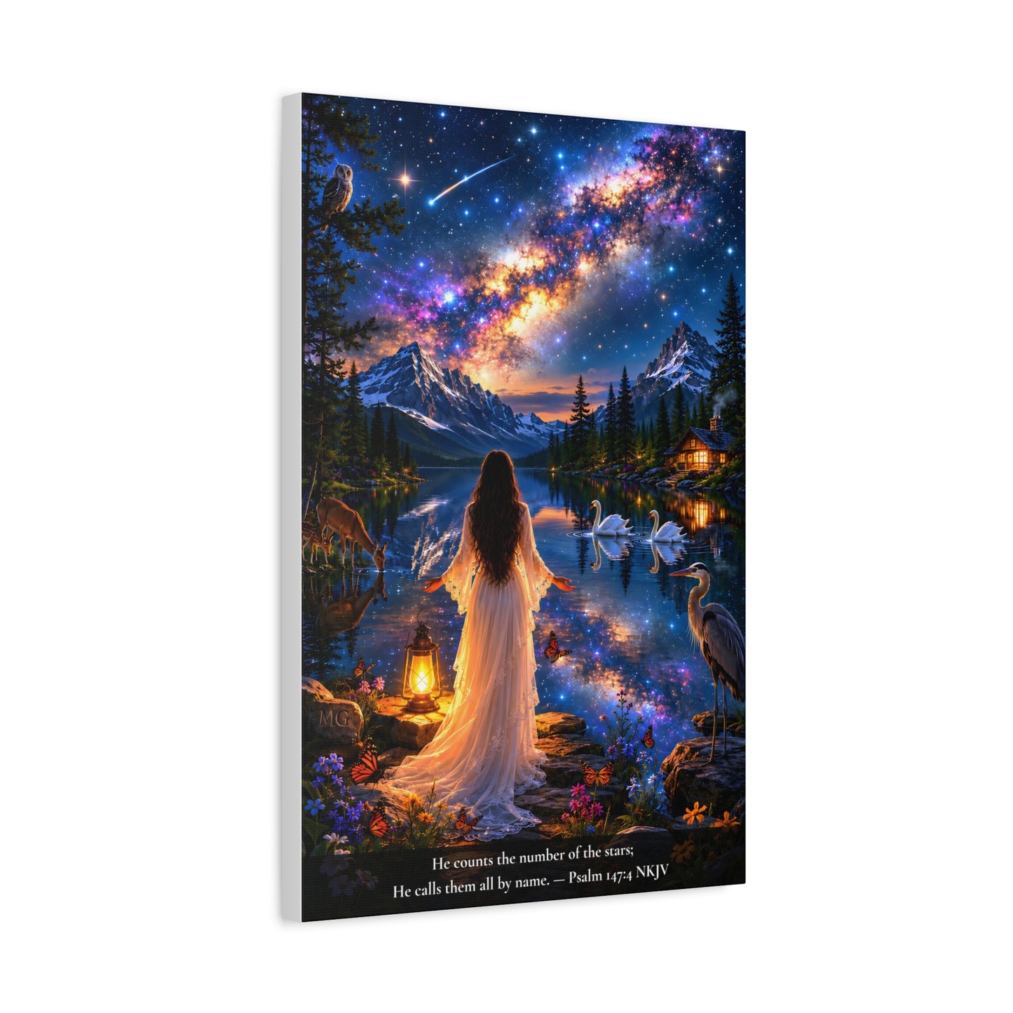 He Counts the Stars by Name — Psalm 147:4 | Vibrant Christian Canvas Wall Art