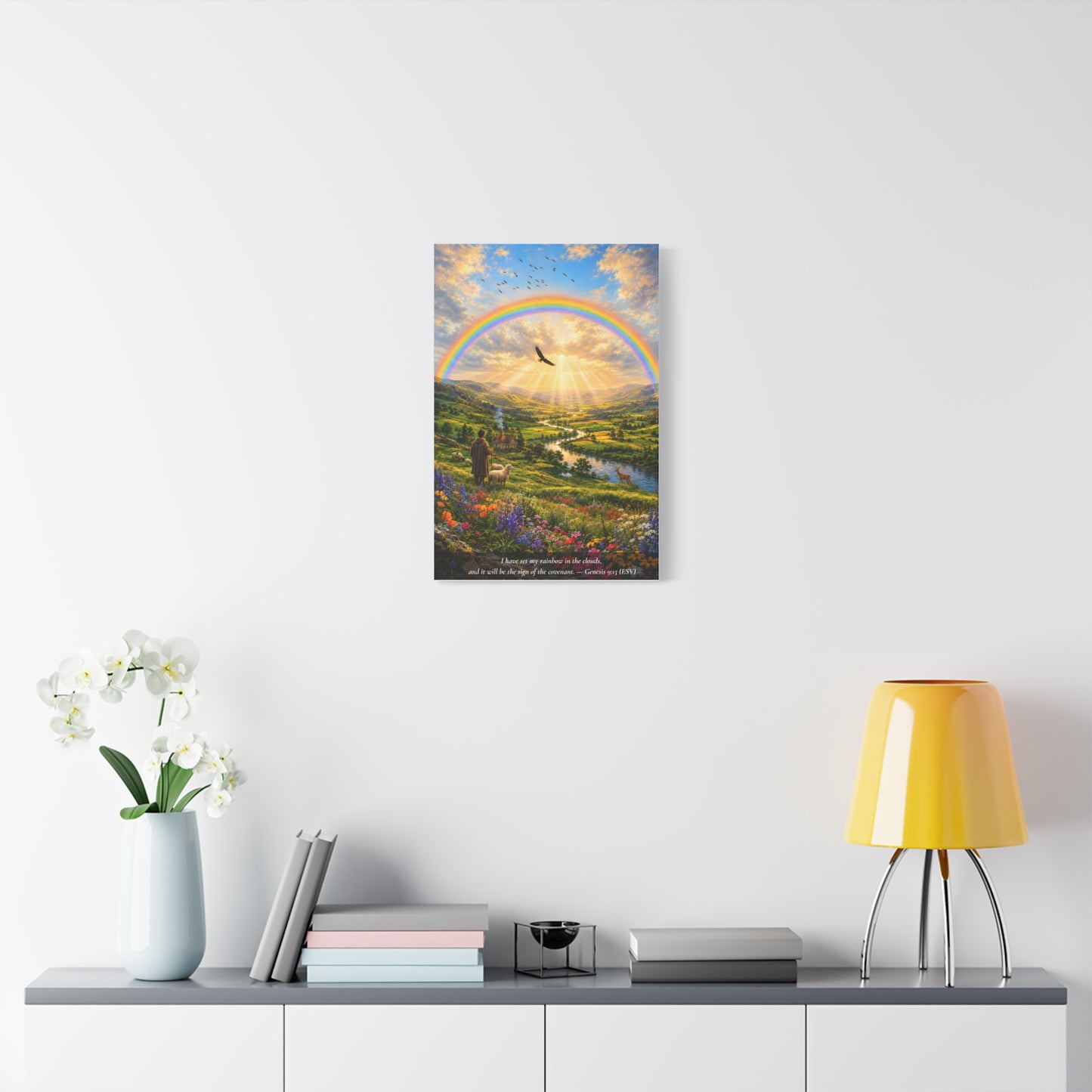 My Rainbow in the Clouds — Genesis 9:13 — Vibrant Edition — Christian Canvas Wall Art