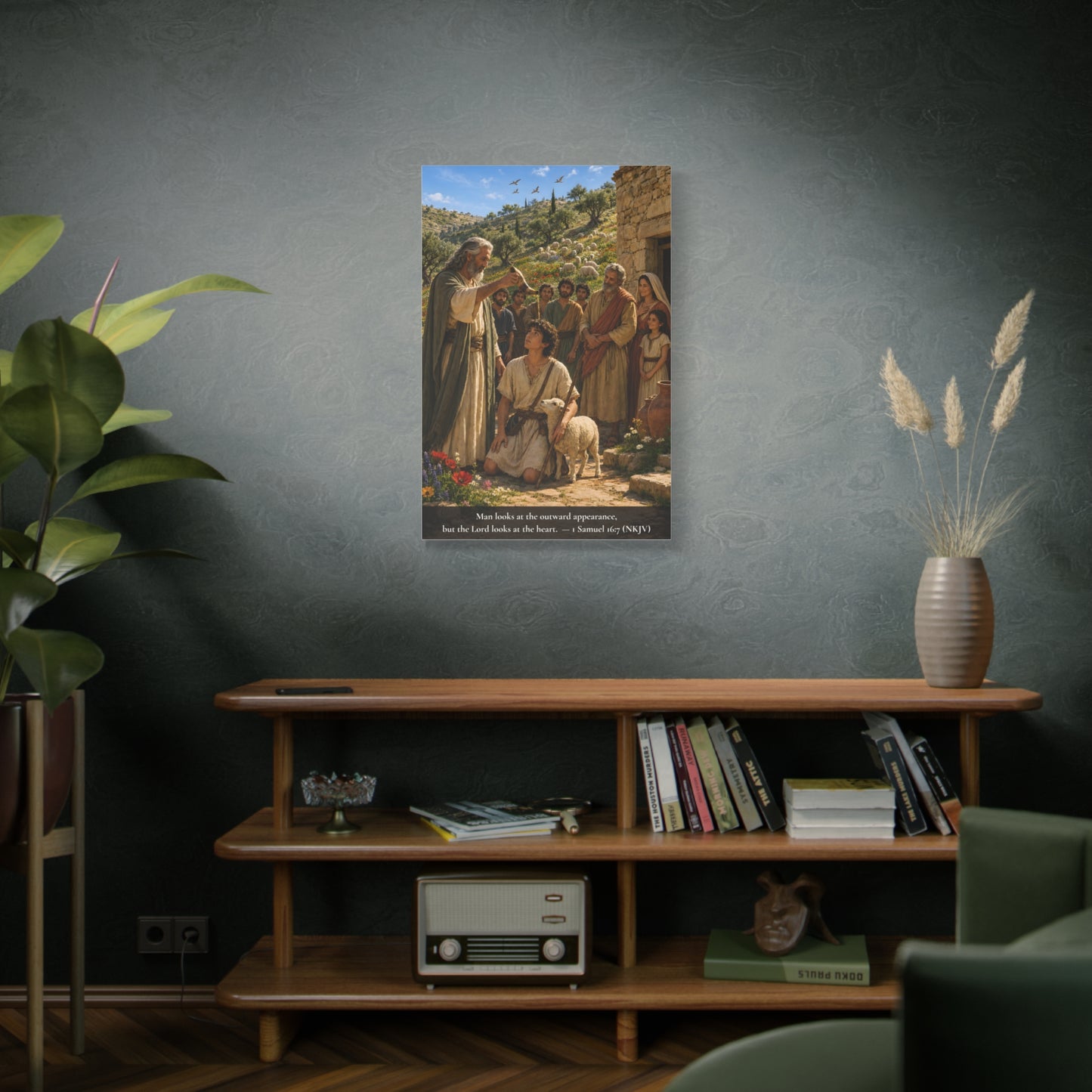 David the Shepherd Boy Anointed — 1 Samuel 16:7 | Vibrant Christian Canvas Wall Art
