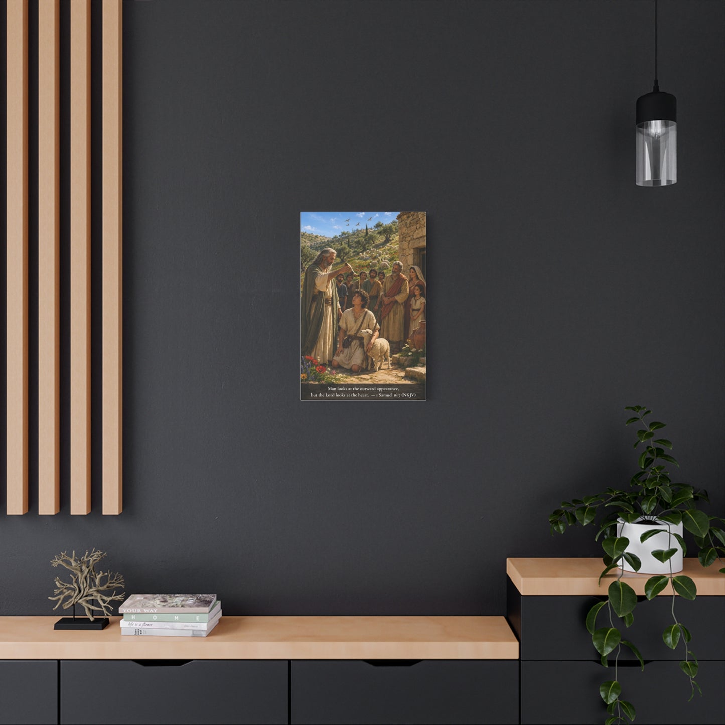 David the Shepherd Boy Anointed — 1 Samuel 16:7 | Vibrant Christian Canvas Wall Art