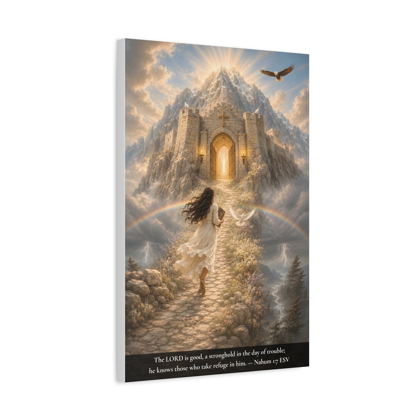 The Lord Is Good — A Stronghold in the Day of Trouble | Nahum 1:7 | Classic Christian Canvas Art