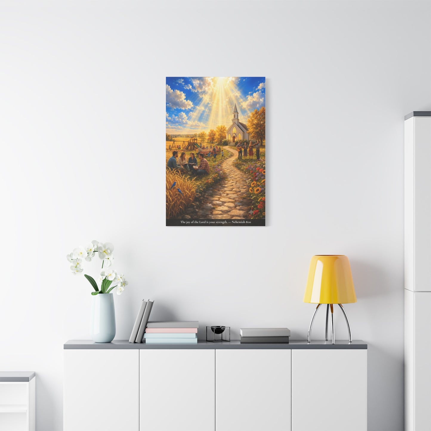 The Joy of the Lord — Nehemiah 8:10 — Vibrant Edition — Christian Canvas Wall Art