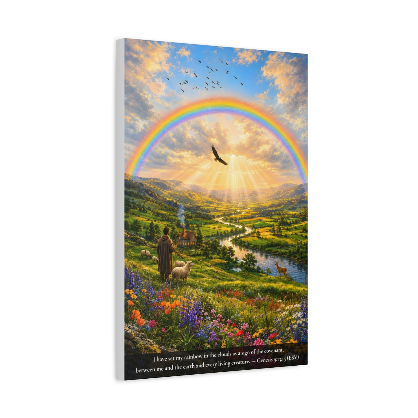 My Rainbow in the Clouds — Genesis 9:13 — Vibrant Edition — Christian Canvas Wall Art