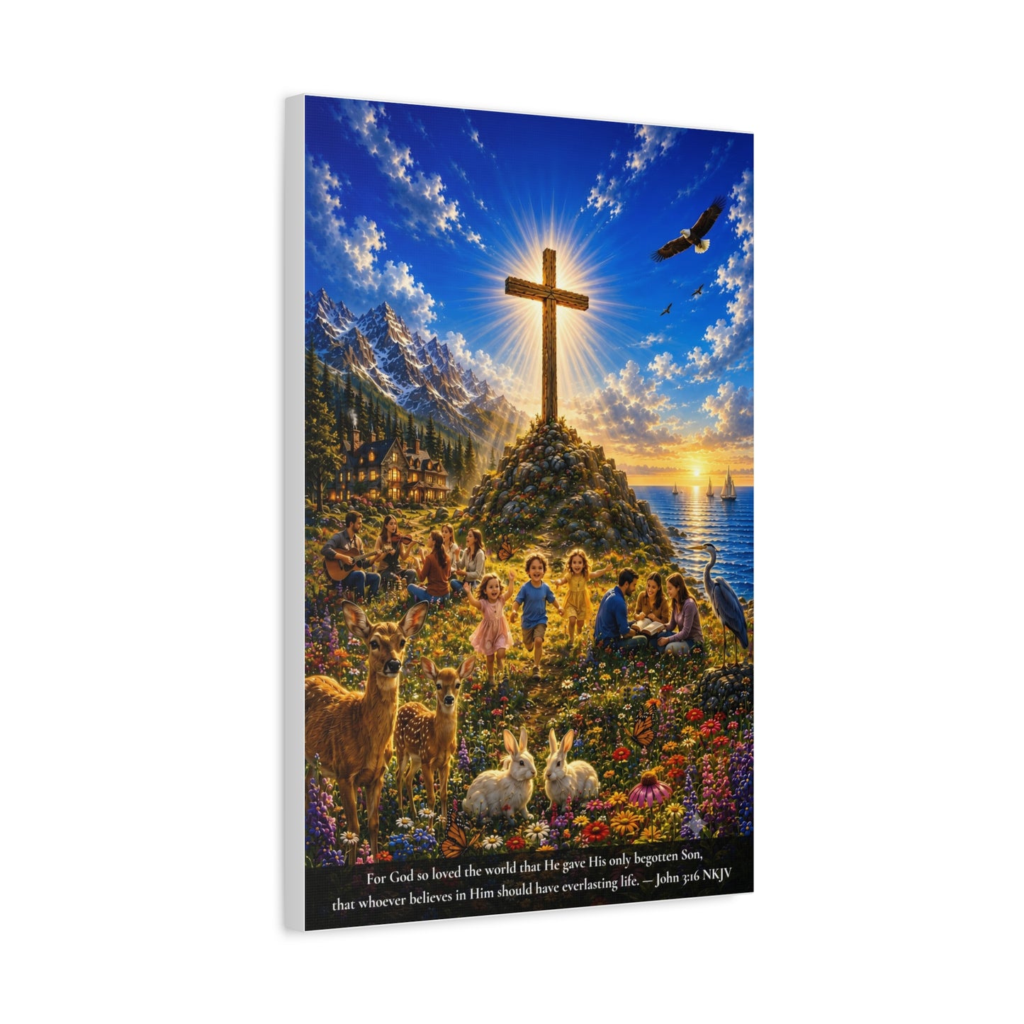 For God So Loved the World | John 3:16 Canvas Wall Art — Vibrant Edition