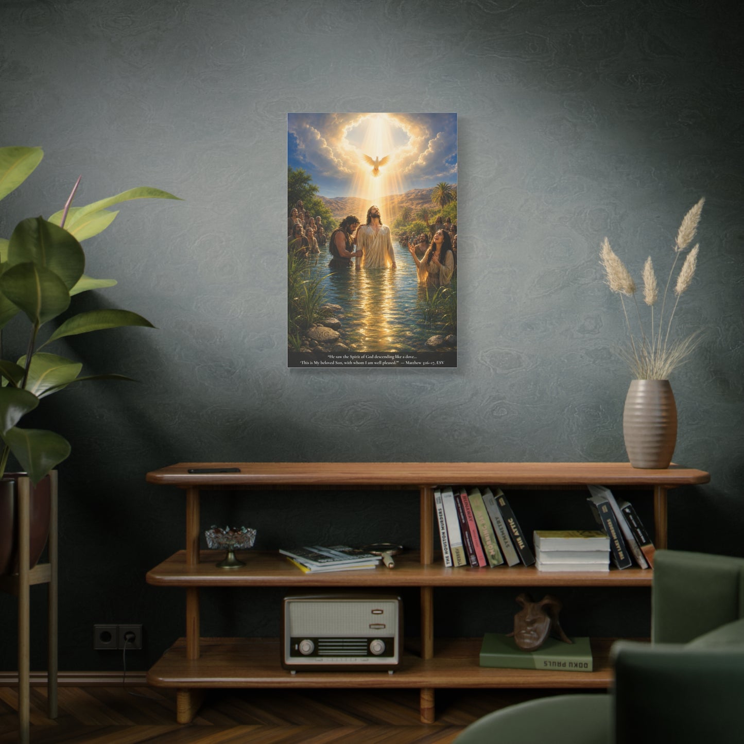 Jesus' Baptism — Matthew 3:16-17 | Vibrant Christian Canvas Wall Art