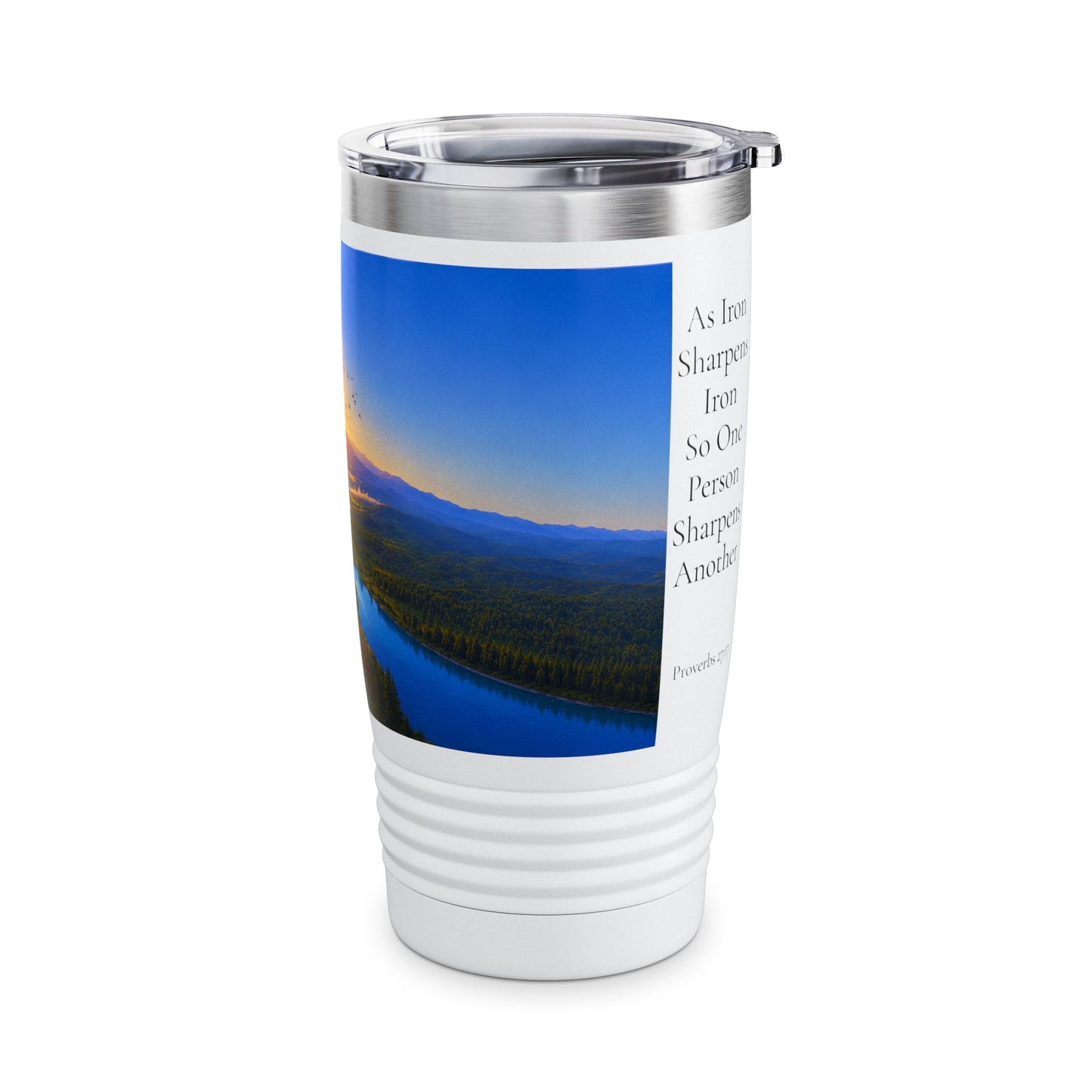 Iron Sharpens Iron Tumbler 20oz for Him - Proverbs 27:17 Christian Gift
