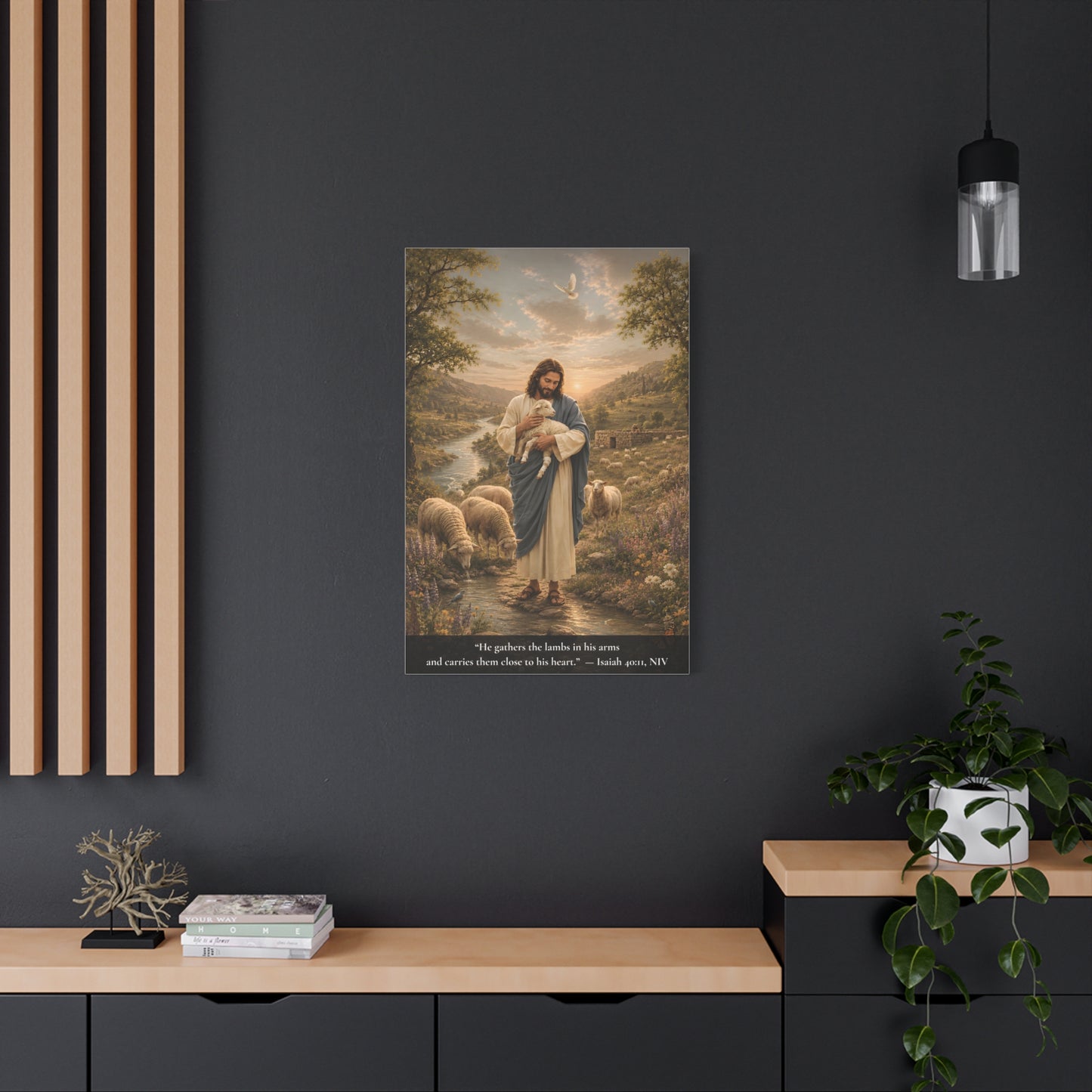 Gather Lambs — Isaiah 40:11 | Classic Christian Canvas Art