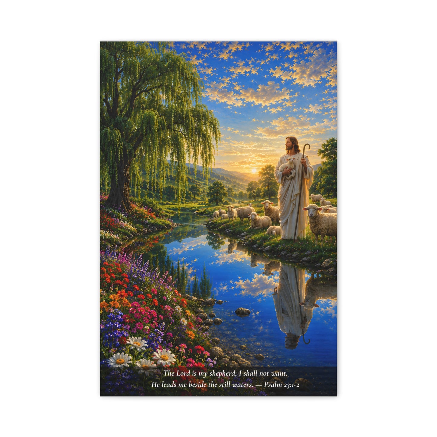 The Lord Is My Shepherd — Vibrant Canvas Wall Art | Psalm 23:1-2