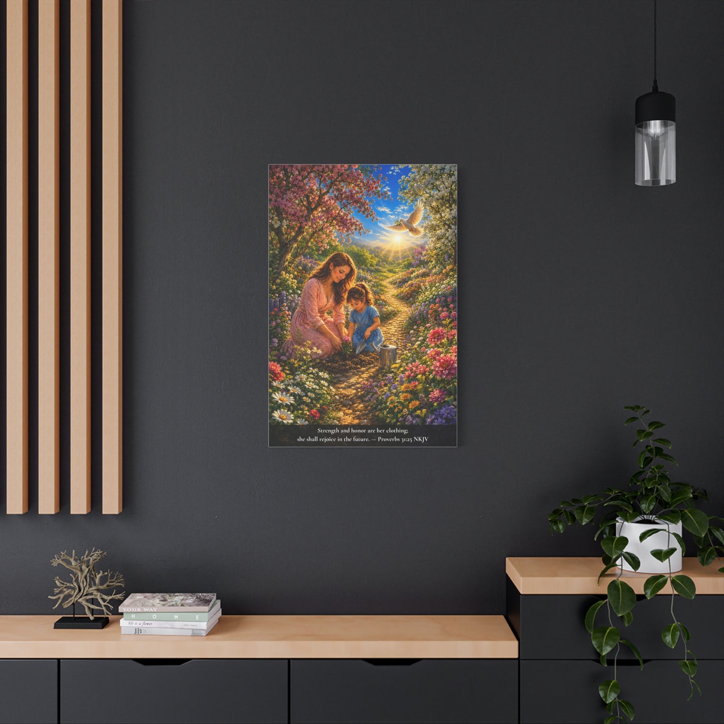 Clothed in Strength and Honor | Proverbs 31:25 Canvas Wall Art — Vibrant Edition