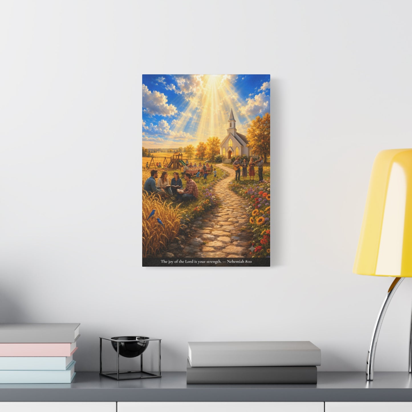 The Joy of the Lord — Nehemiah 8:10 — Vibrant Edition — Christian Canvas Wall Art