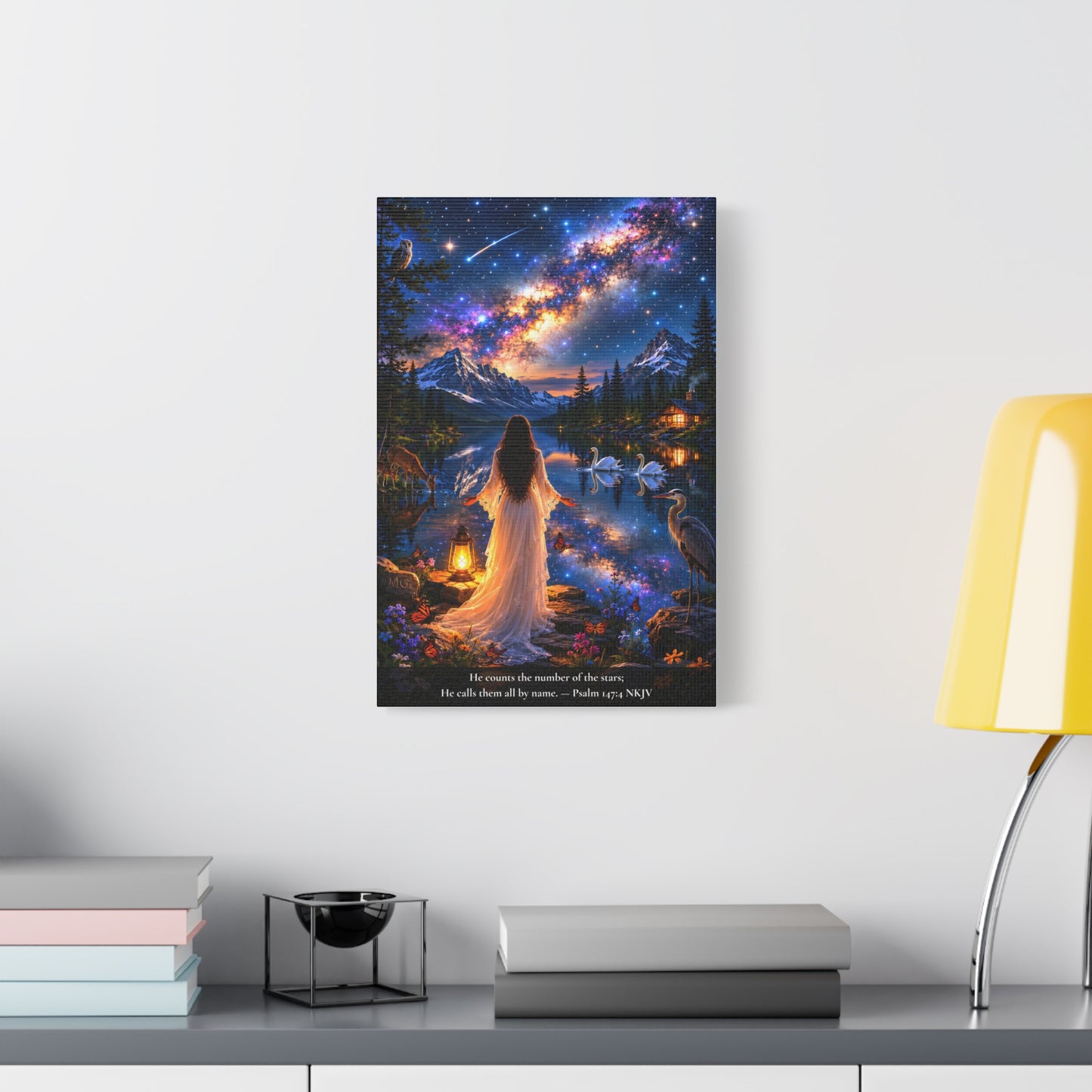 He Counts the Stars by Name — Psalm 147:4 | Vibrant Christian Canvas Wall Art