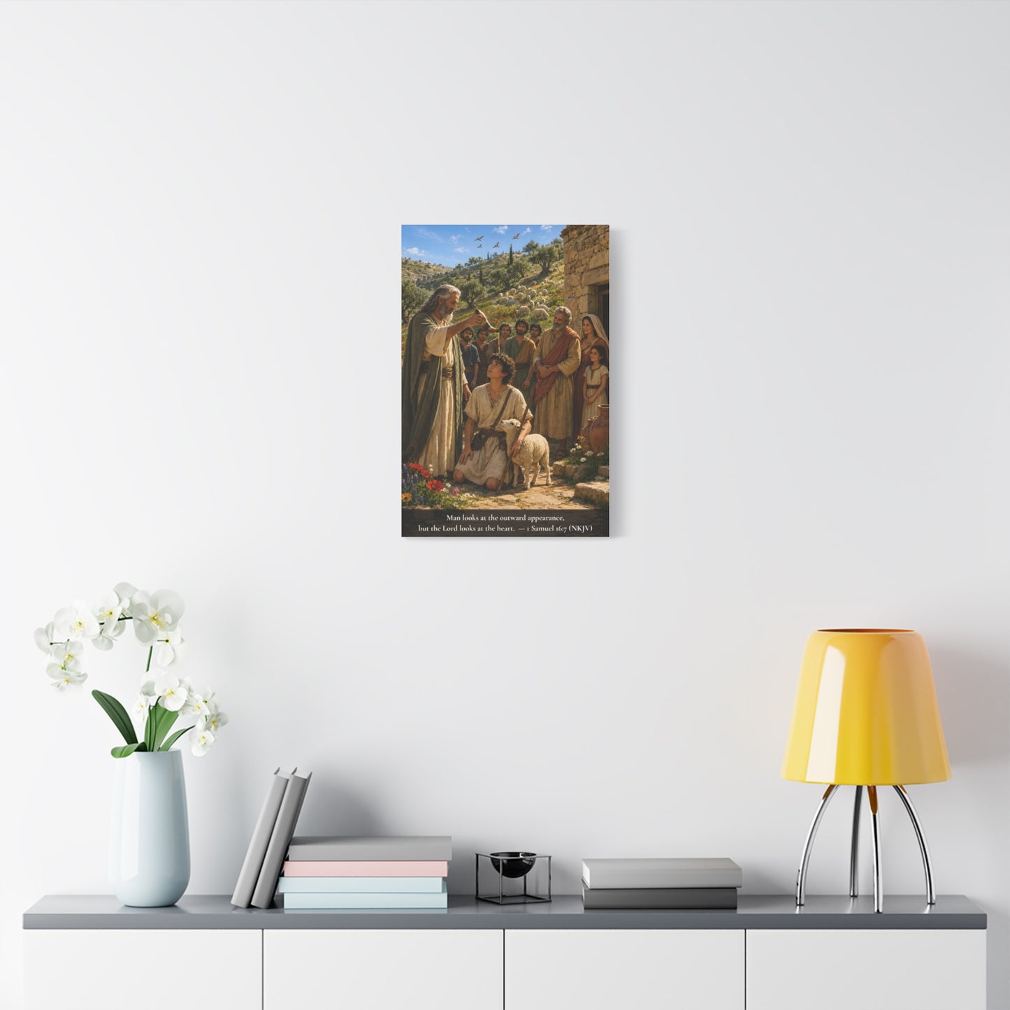 David the Shepherd Boy Anointed — 1 Samuel 16:7 | Vibrant Christian Canvas Wall Art