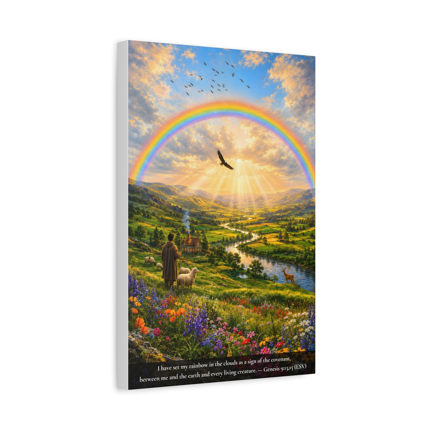 My Rainbow in the Clouds — Genesis 9:13 — Vibrant Edition — Christian Canvas Wall Art