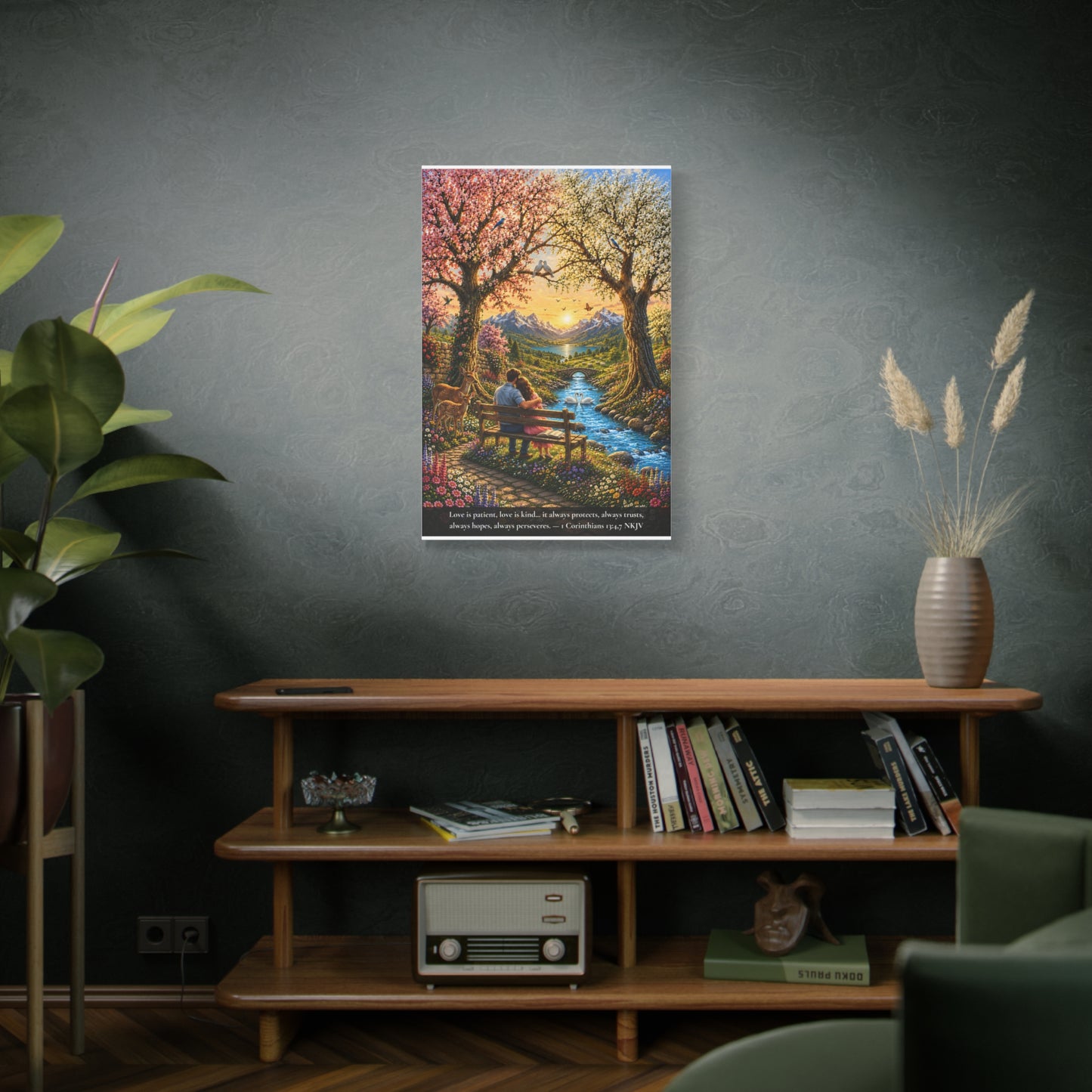Love Is Patient — Young Couple | 1 Corinthians 13:4-7 | Vibrant Christian Canvas Art