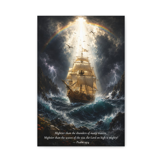 The Peace Beyond the Storm — Vibrant Canvas Wall Art | Psalm 93:4