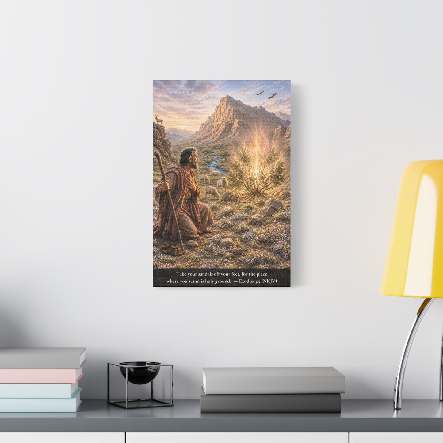 Moses and the Burning Bush — Exodus 3:5 | Classic Christian Canvas Art