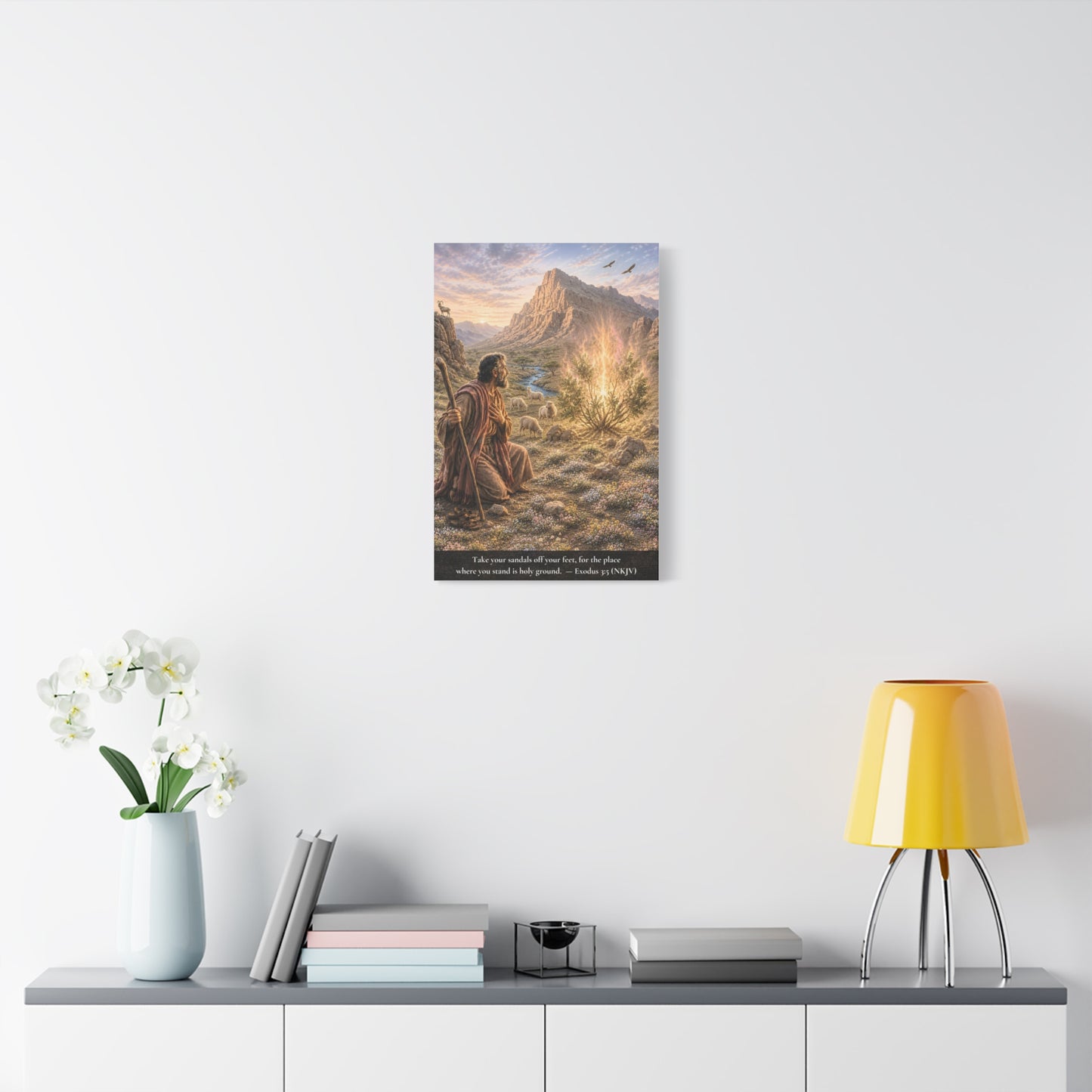 Moses and the Burning Bush — Exodus 3:5 | Classic Christian Canvas Art