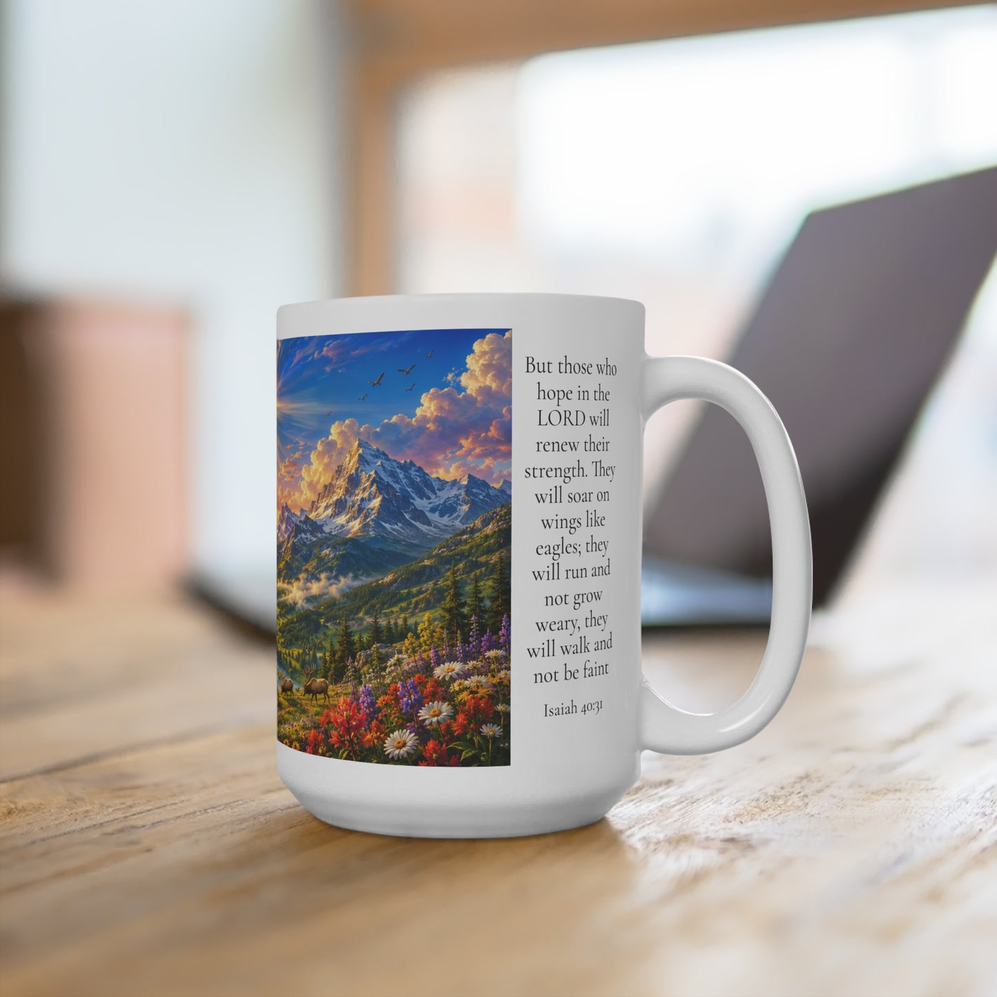 Father's Day Gift for Dad — Isaiah 40:31 Eagle Mug 15oz — Soar on Wings Like Eagles