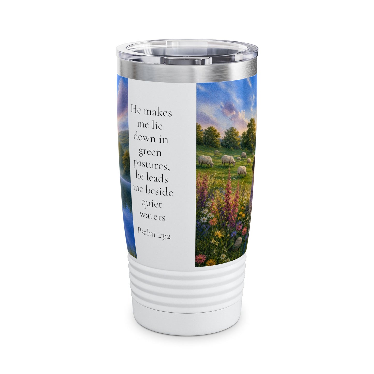He Leads Me Beside Still Waters 20oz Tumbler for Her - Psalm 23:2